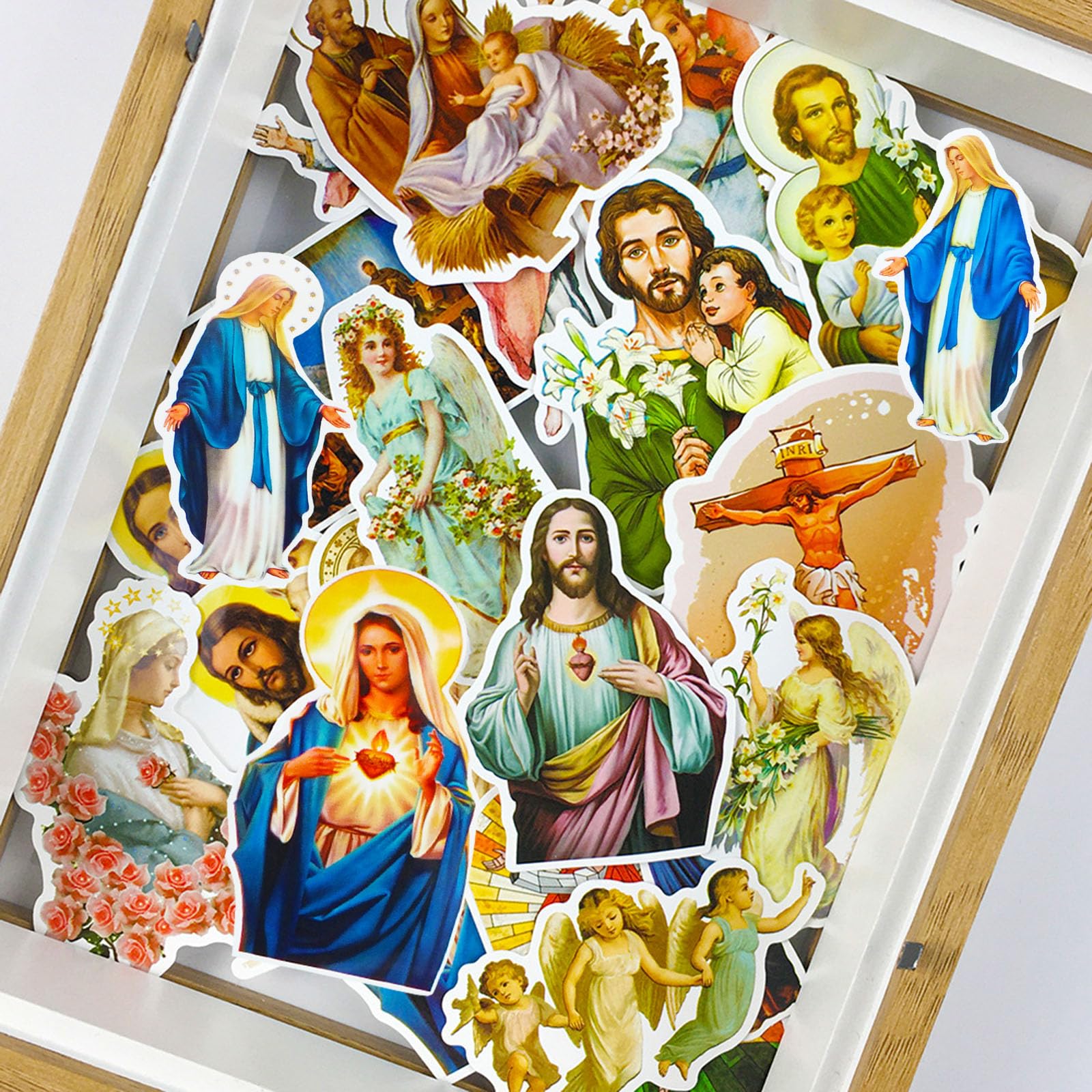 60PCS Catholic Religious Stickers - Bible, Cross & Jesus Stickers for Water Bottles, Laptops, Suitcases | Faith-Based Gifts for Adults, Teens & Kids | Perfect for Skateboards, Guitars & Christian Decor