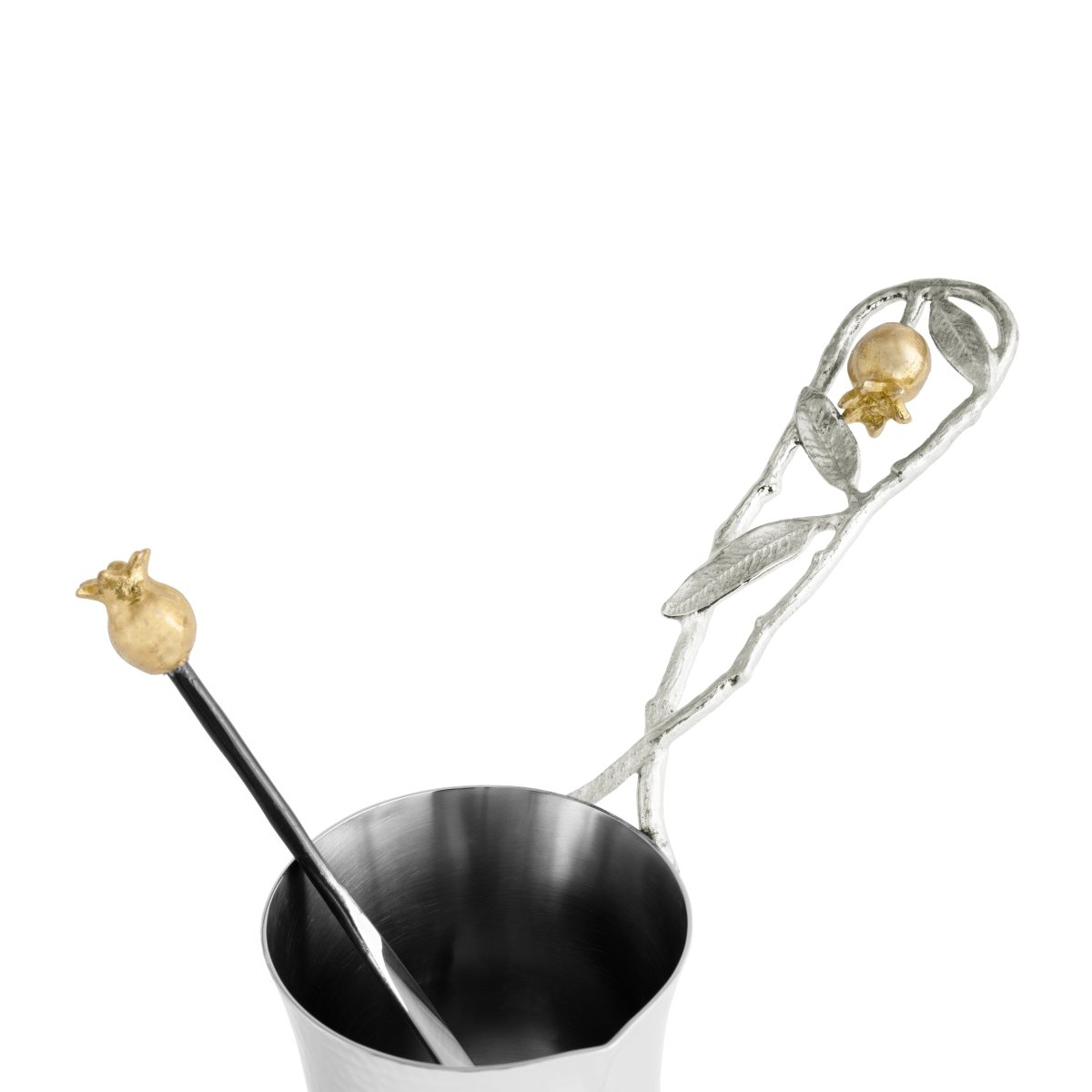 Elegant Pomegranate Silver & Gold Coffee Pot with Spoon - Perfect for Home Brewing, Gifts, and Tea Parties
