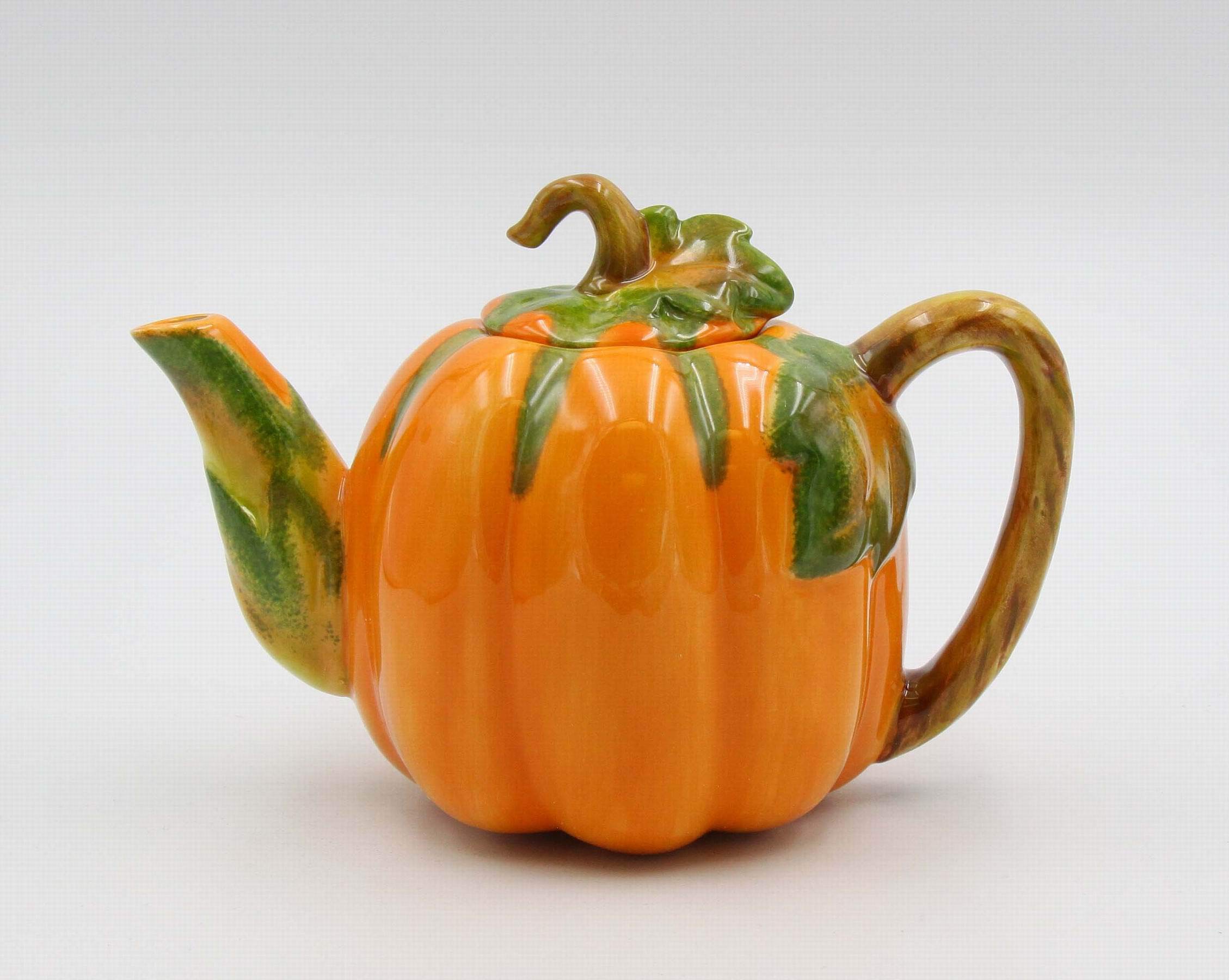 Premium Handcrafted Ceramic Pumpkin Teapot - 8 Inch Fall-Themed Teapot with Infuser - Perfect for Thanksgiving, Halloween Decor & Autumn Tea Parties