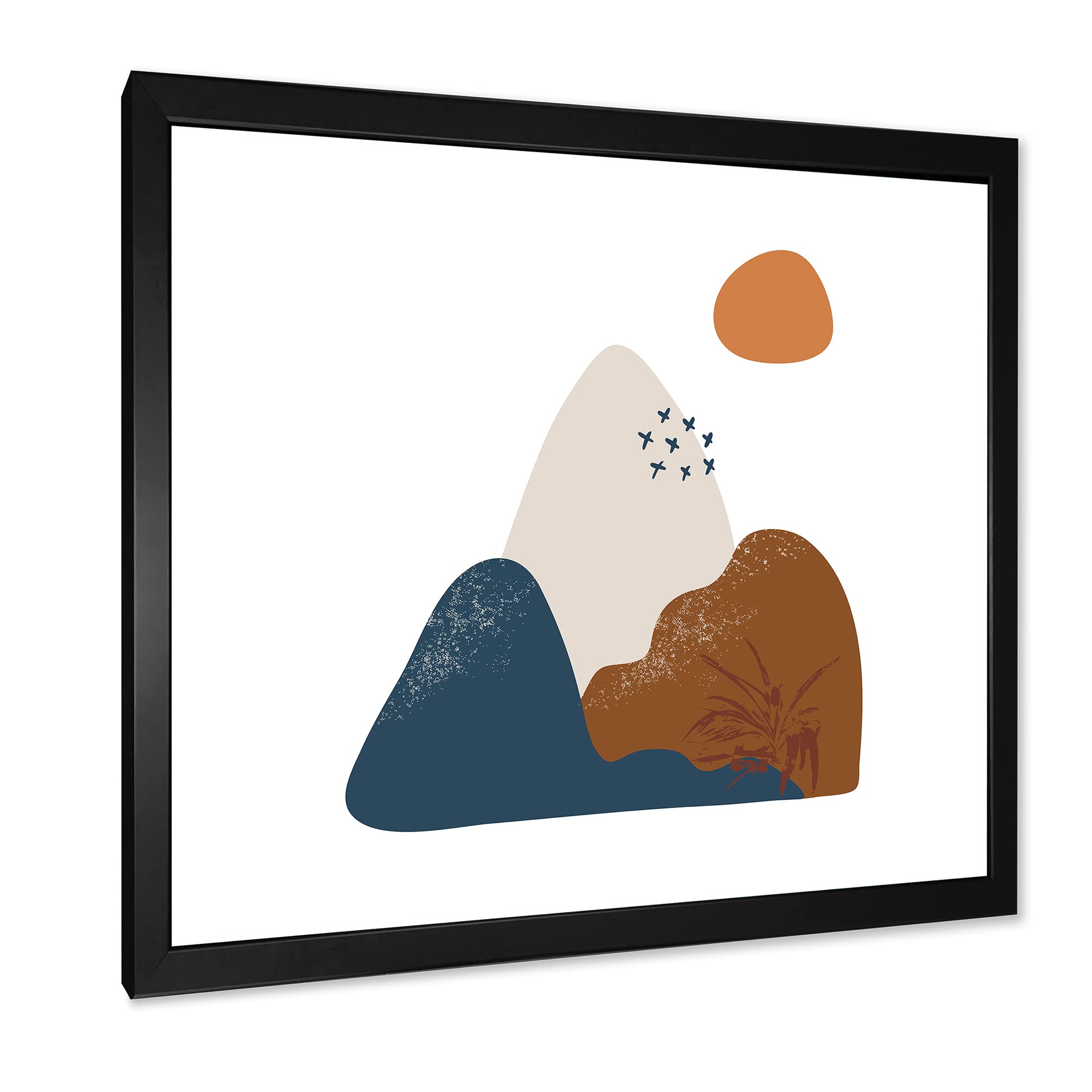 Abstract Flowers On Minimal Shapes VI - Modern Framed Wall Art Print for Living Room, Bedroom & Office Decor