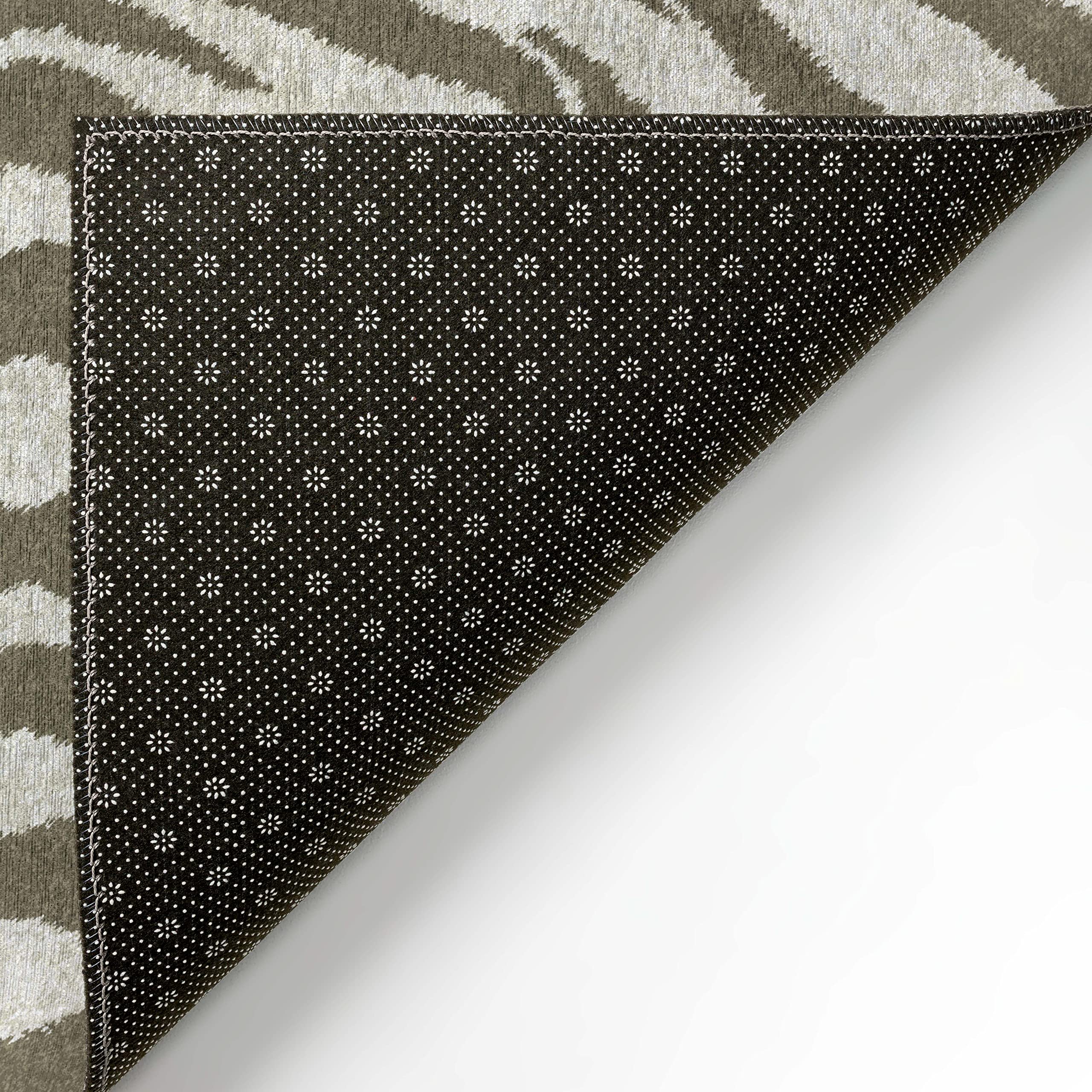 Addison Rugs Safari ASF31 Taupe Washable 8' x 8' Indoor/Outdoor Round Area Rug - Machine Washable, Non-Shedding, Easy Clean - Perfect for Bedroom, Living Room, Dining Room, Kitchen, Entryway & Patio Decor