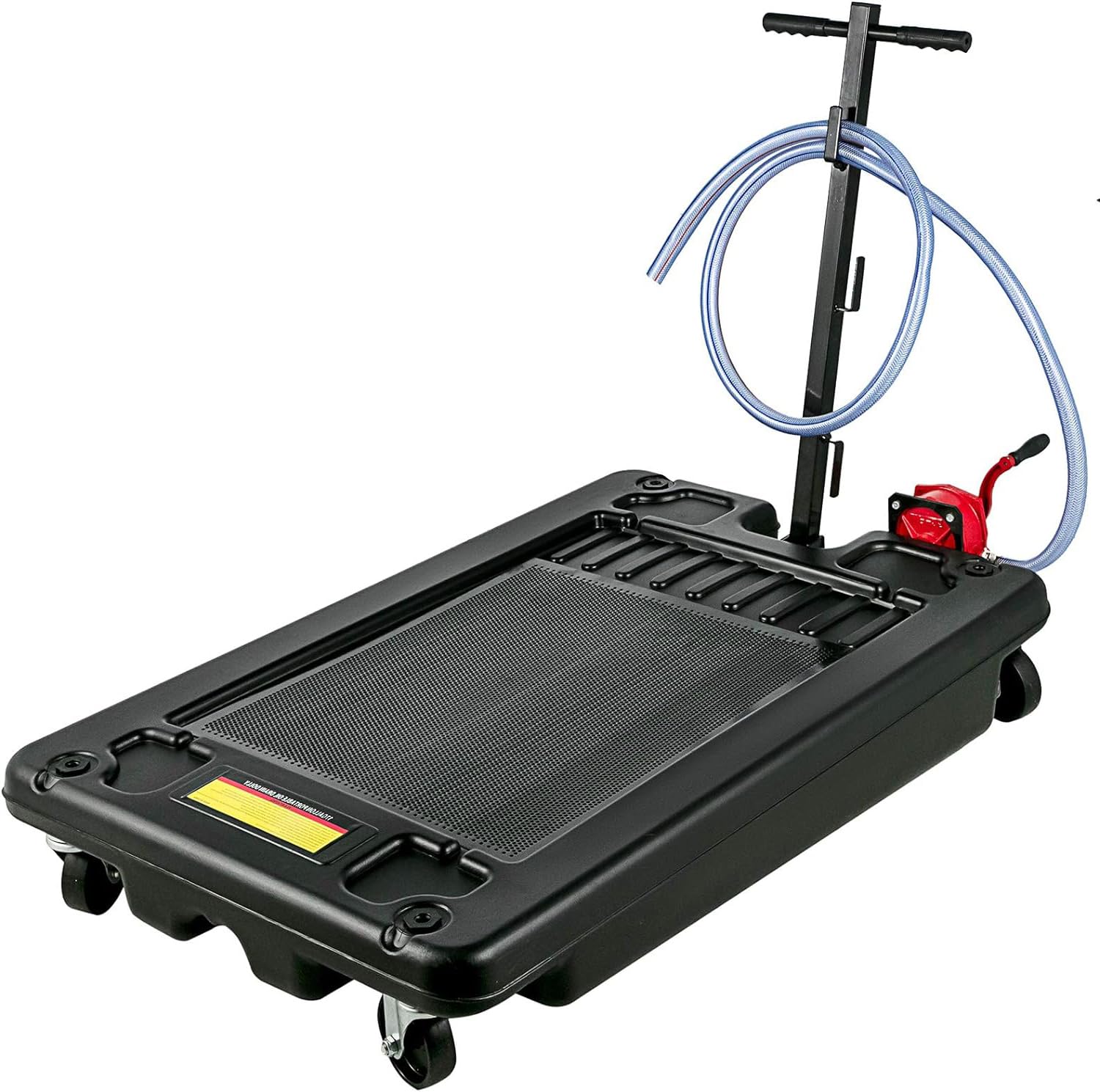 VEVOR 17 Gallon Oil Drain Pan with Pump, 64L Low Profile Oil Drain Cart with 8 ft Hose - Heavy Duty Rolling Oil Drain Pan for Trucks, Buses, RVs - Perfect for Auto Shops, Garages & DIY Oil Changes