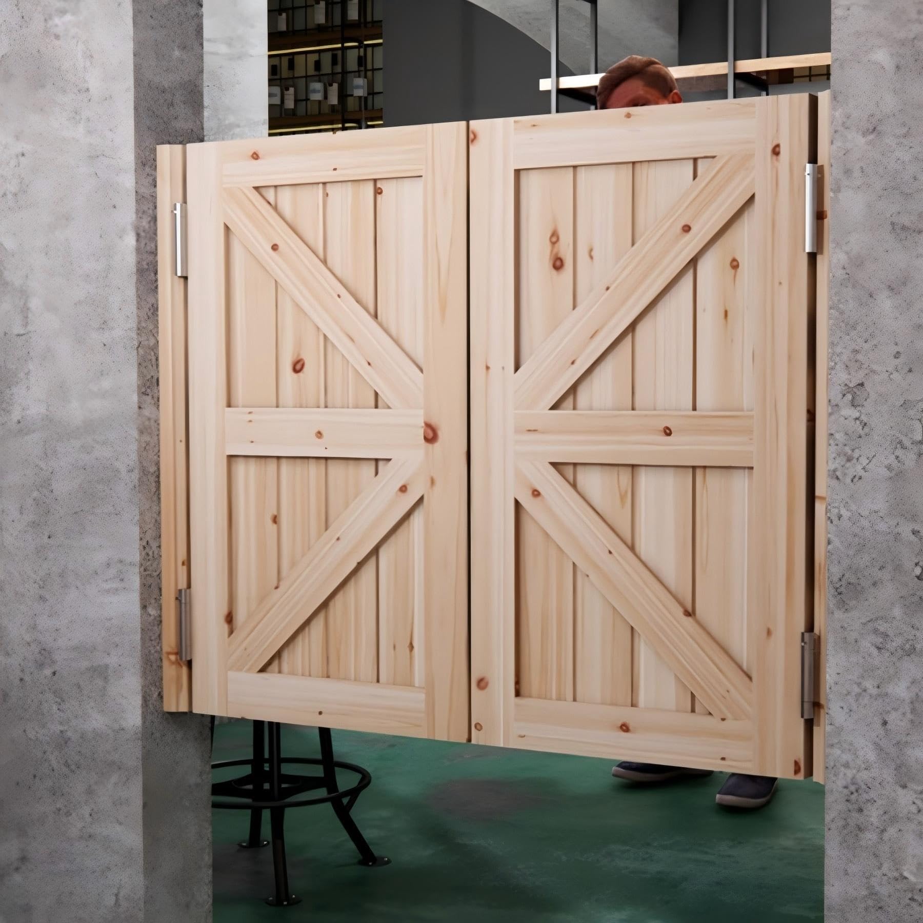 Unpainted Wooden Swinging Saloon Doors for Home & Salon Decor - Auto Close with Hinges Included (39.4in/100cm) - Perfect for Cafes, Hallways & Western-Themed Spaces