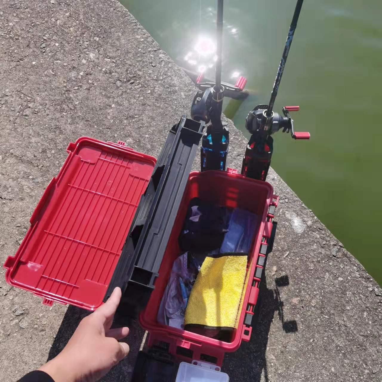 **Portable Fishing Tackle Box with Removable Tray - Waterproof Lure Storage Organizer for Bass, Trout & Saltwater Fishing - Compact Small Storage Box for Tackle, Hooks & Baits - Perfect for Camping, Kayak & Boat Fishing Trips**