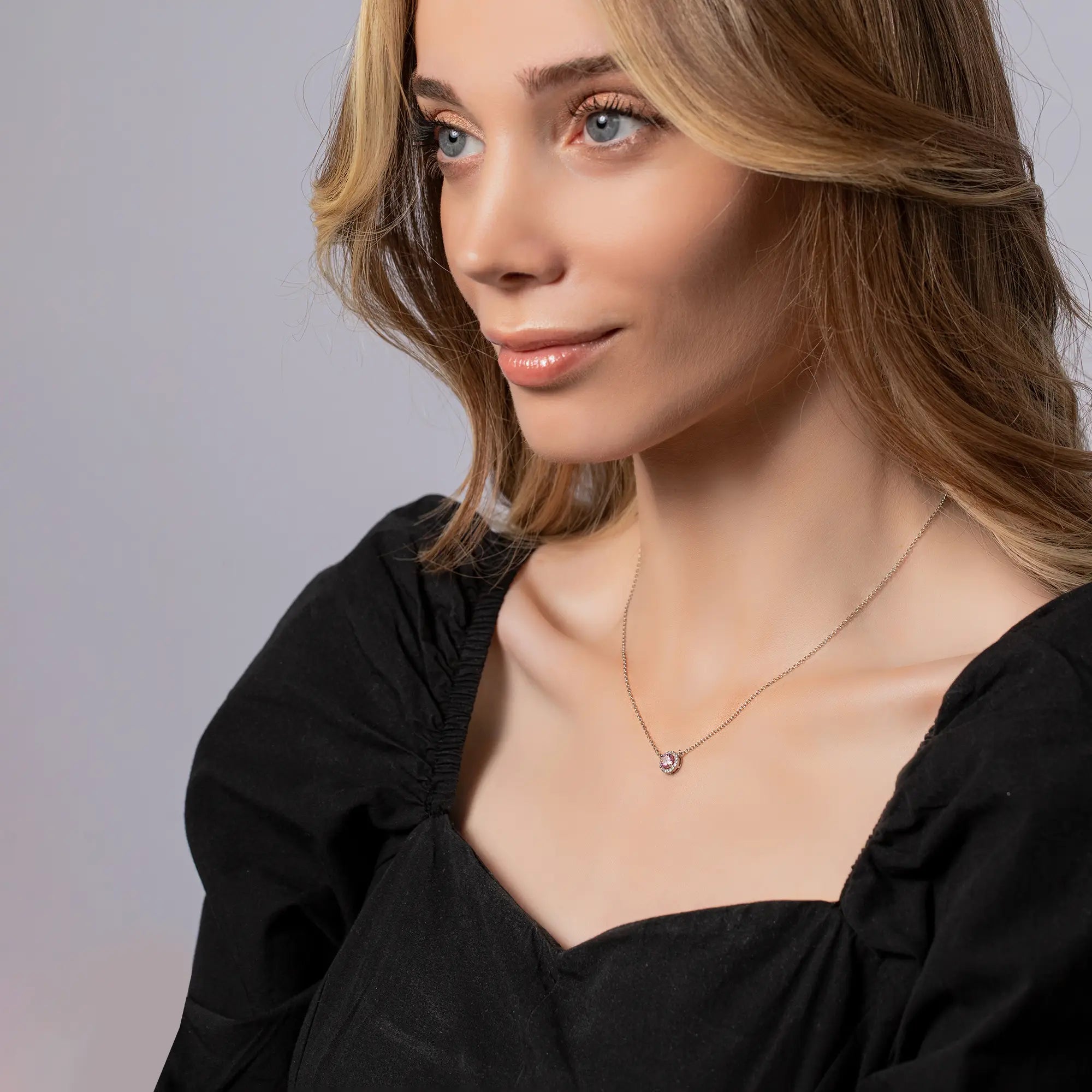 14K White Gold Gemstone Necklace for Women - Elegant Layering Jewelry for Weddings, Parties & Special Occasions