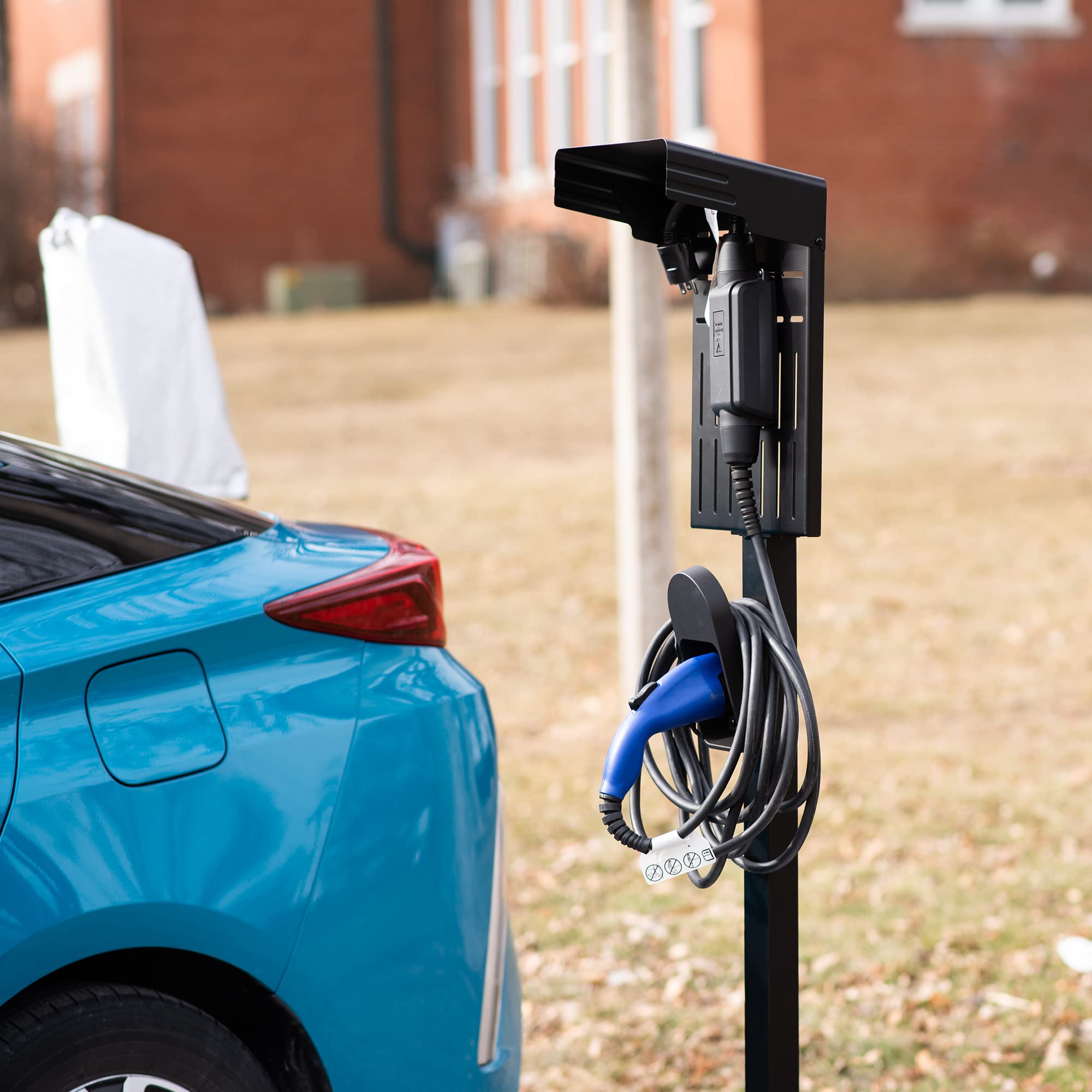 VIVO STAND-EV01C Outdoor EV Charger - Weatherproof Stainless Steel Electric Vehicle Charging Station with Protection Hood, Floor Mounted for All Weather Conditions - Perfect for Home, Office & Public Parking Lots