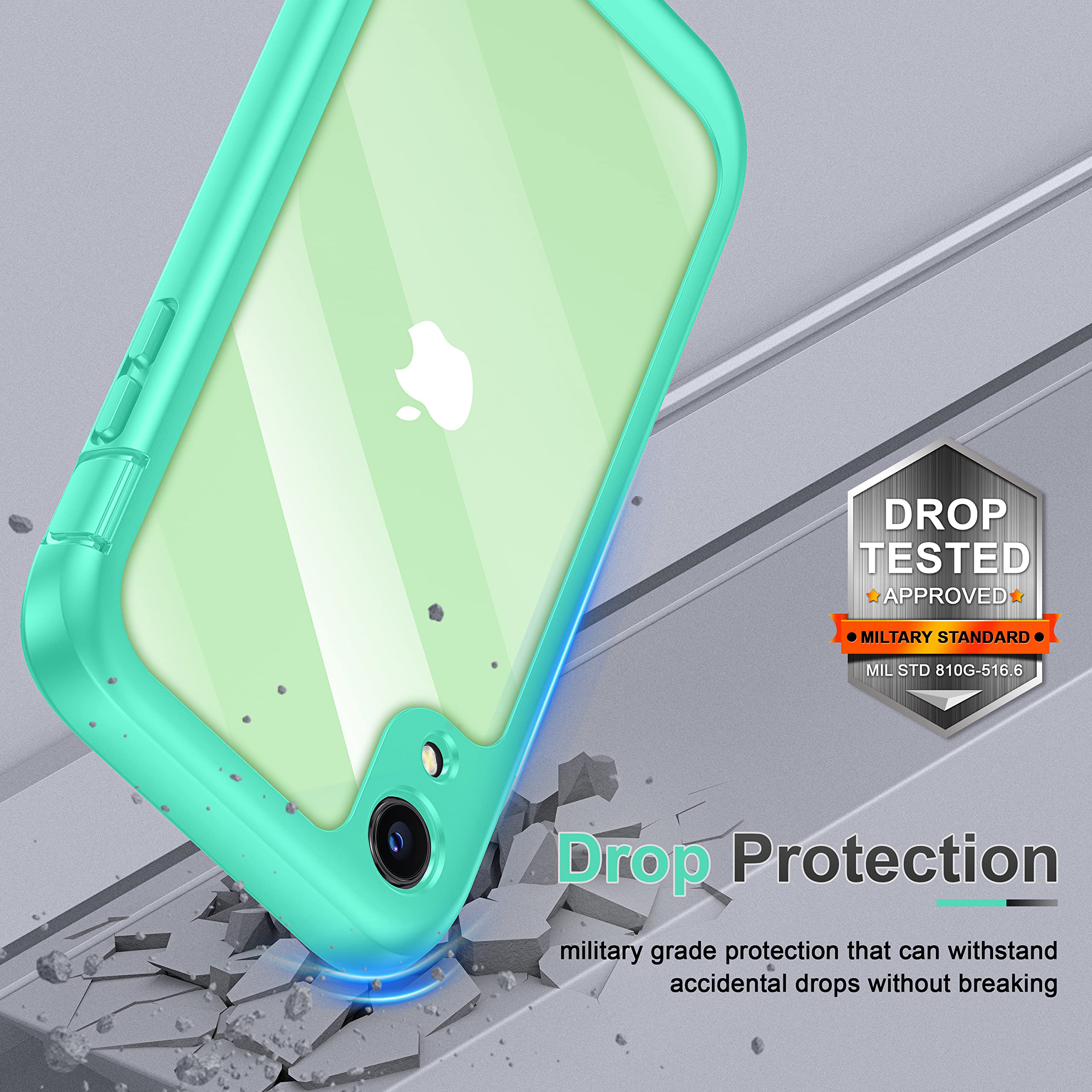 ImpactStrong Heavy Duty Protective Case for iPhone XR - Full Body Shockproof Cover with 2X Tempered Glass Screen Protectors (Mint/Clear) | Perfect for Outdoor, Work & Extreme Sports Protection