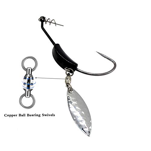 15pcs/Set Weighted Twistlock Hooks with Centering Pin - Silver/Gold Saltwater Fishing Hooks (0.07-0.25oz) for Bass, Trout & Saltwater Game Fish - Perfect for Deep Sea Fishing & Offshore Angling