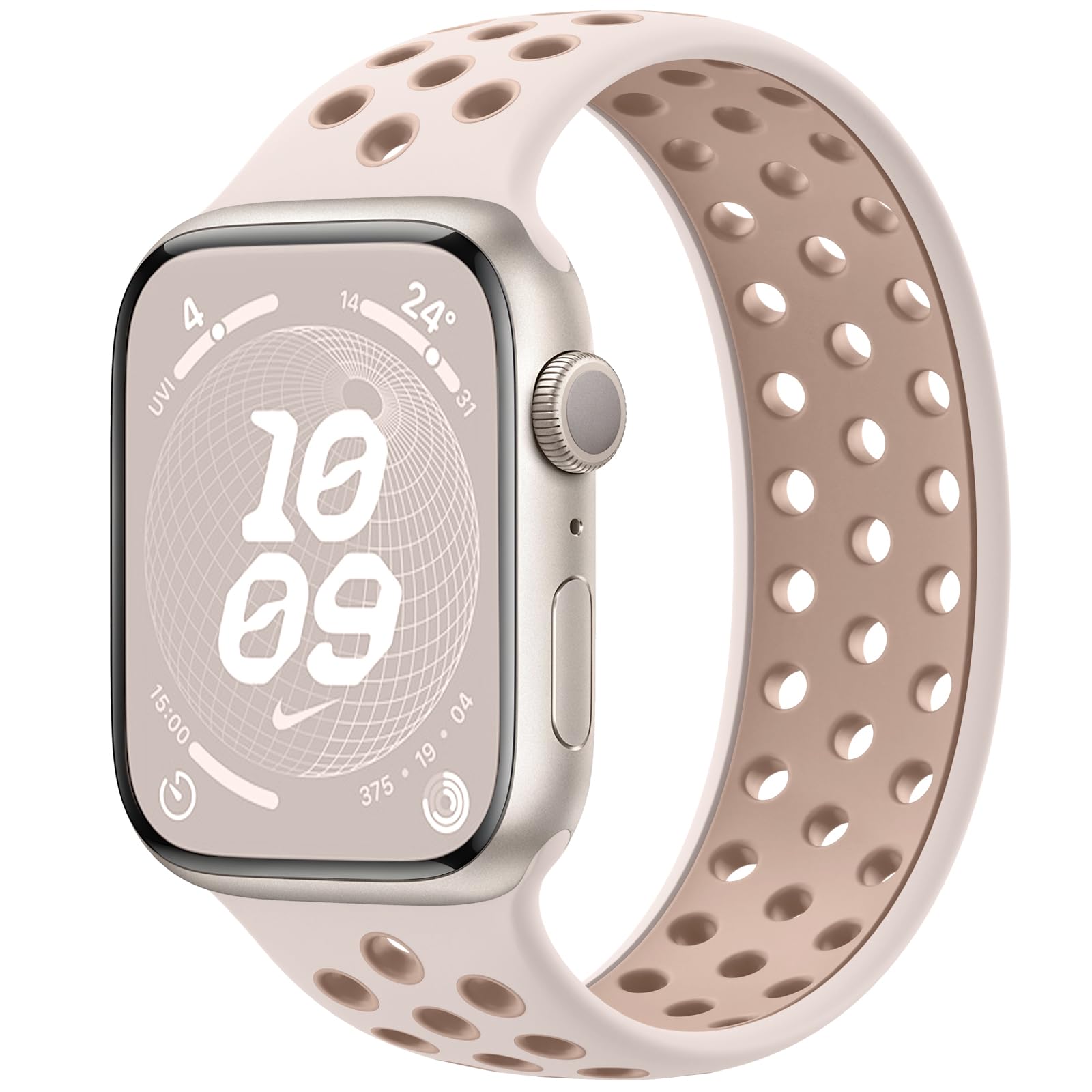 Charlam Sport Loop Strap for Apple Watch 38mm 40mm 41mm - Soft Breathable Silicone Band Compatible with iWatch Series 9/8/7/6/5/4/3/2/1/SE/Ultra - Unisex Starlight & MilkTea Colors - Perfect for Running, Gym & Everyday Wear