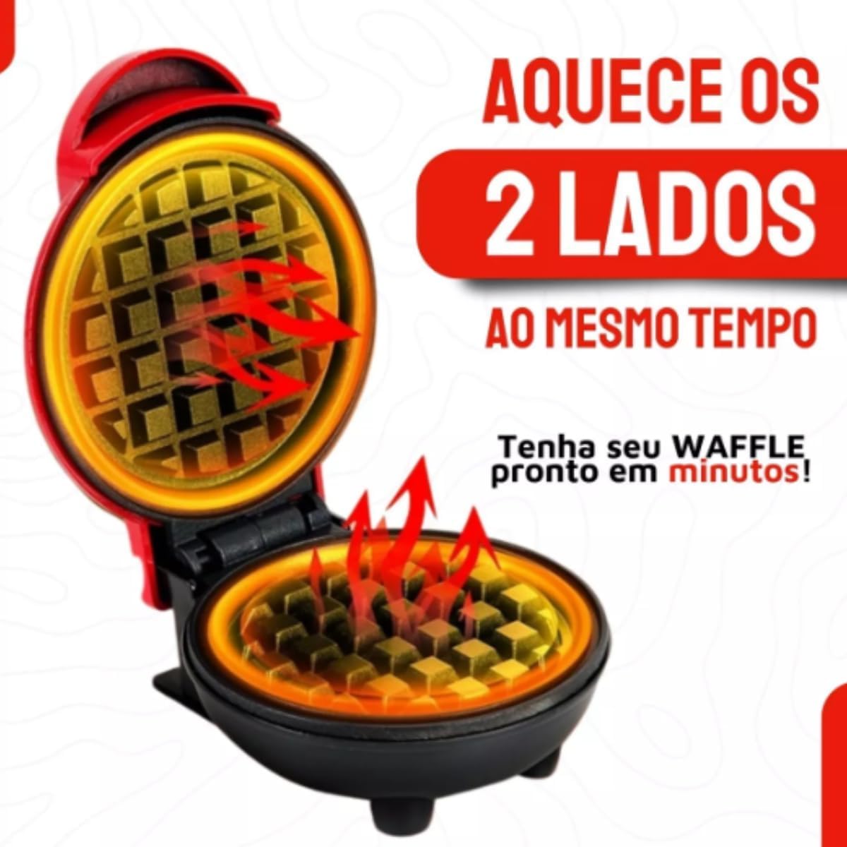 Premium Mini Bundt Cake Maker & Waffle Iron - 110V Round Waffleredonda-Red for Breakfast Donuts, Sweet Waffles - Perfect for Home, Cafe, and Brunch Parties