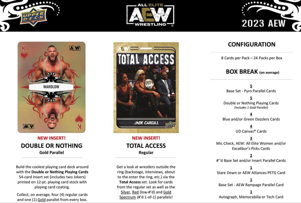 2023 AEW All Elite Wrestling Hobby Box - 24 Packs (8 Cards Each) | Collectible Trading Cards for Wrestling Fans & Card Collectors | Perfect for Gifts, Tournaments & Memorabilia Display