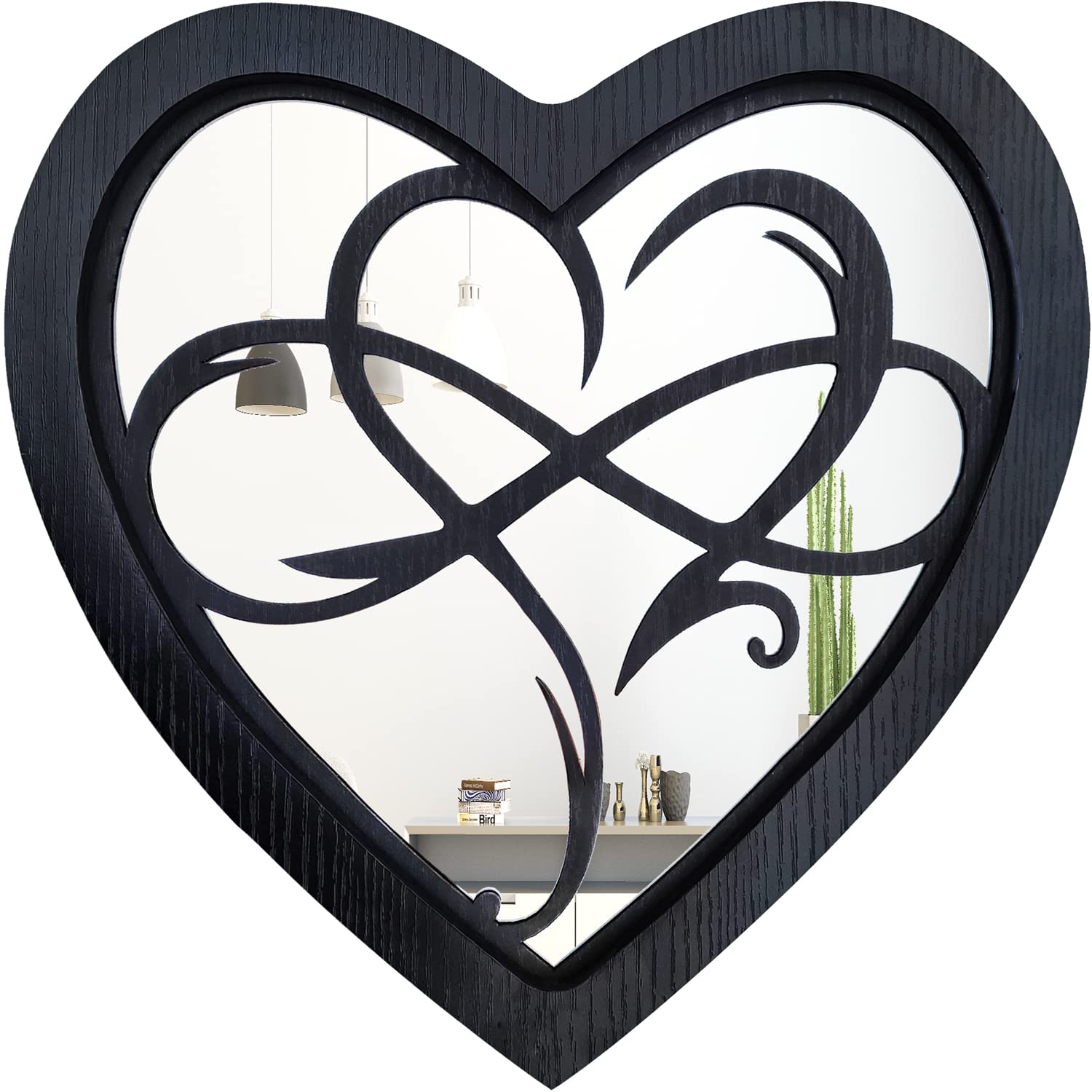 Wocred Heart-Shaped Farmhouse Wall Mirror - Rustic Black Accent Decor for Bathroom, Bedroom & Living Room (20”x20.6”) | Perfect for Entryway, Hallway & Home Decor