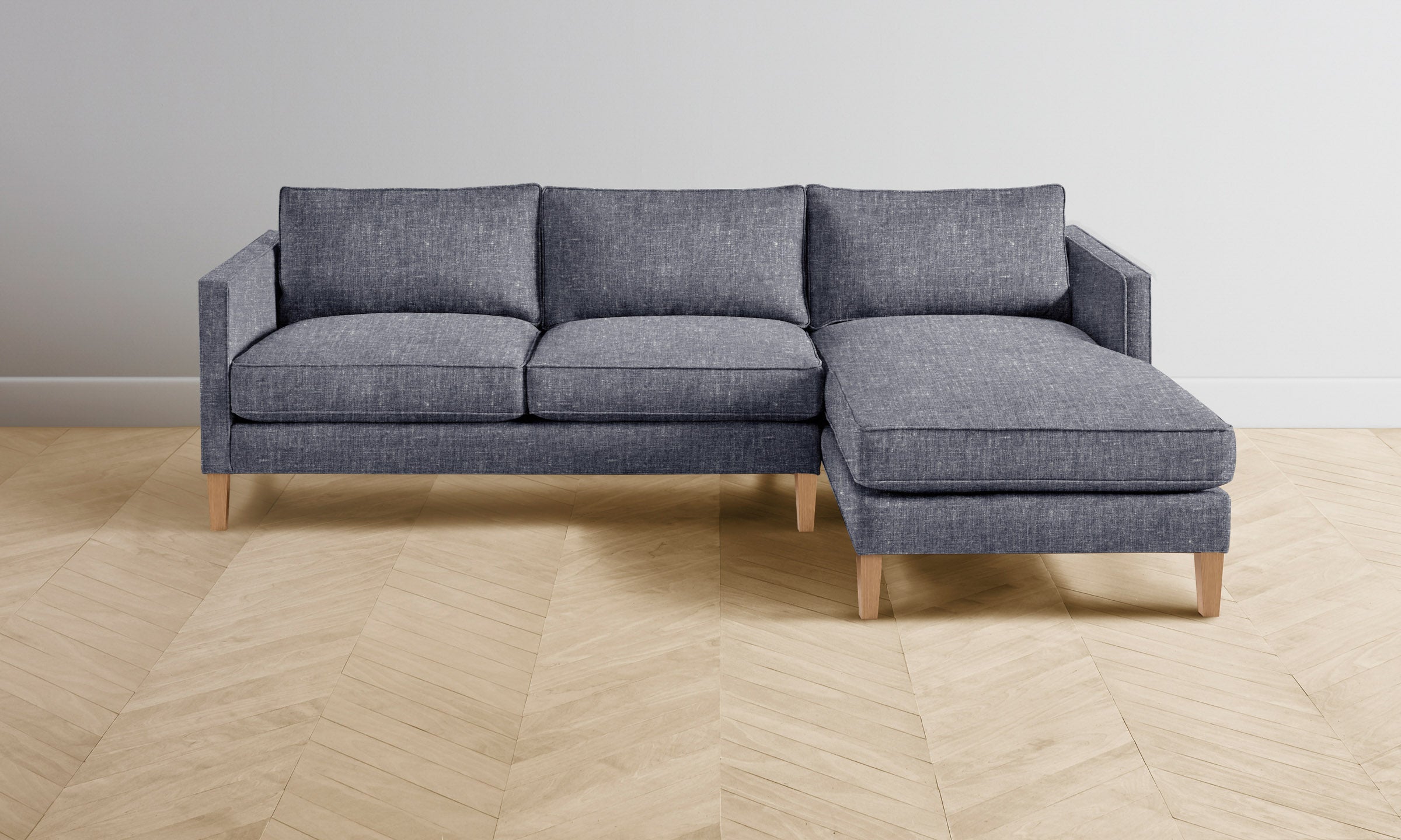 Premium Crosby Sectional Sofa - Heritage Belgian Linen Upholstery in Lake Blue | Modern Living Room Furniture for Relaxation & Entertaining