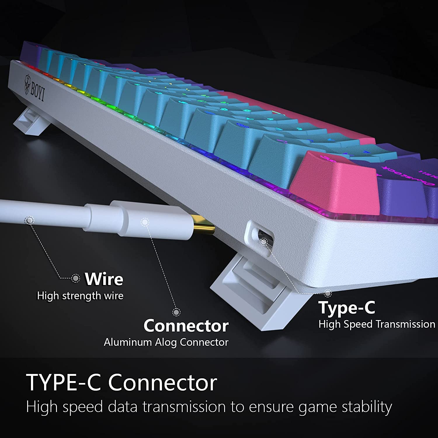 BOYI 60% Wired Mechanical Gaming Keyboard - RGB Backlit, Cherry MX Brown Switches, PBT Keycaps, NKRO, Programmable, Compact 61-Key Design for PC/Mac Gamers & Office Work - Perfect for Esports, Typing & Productivity