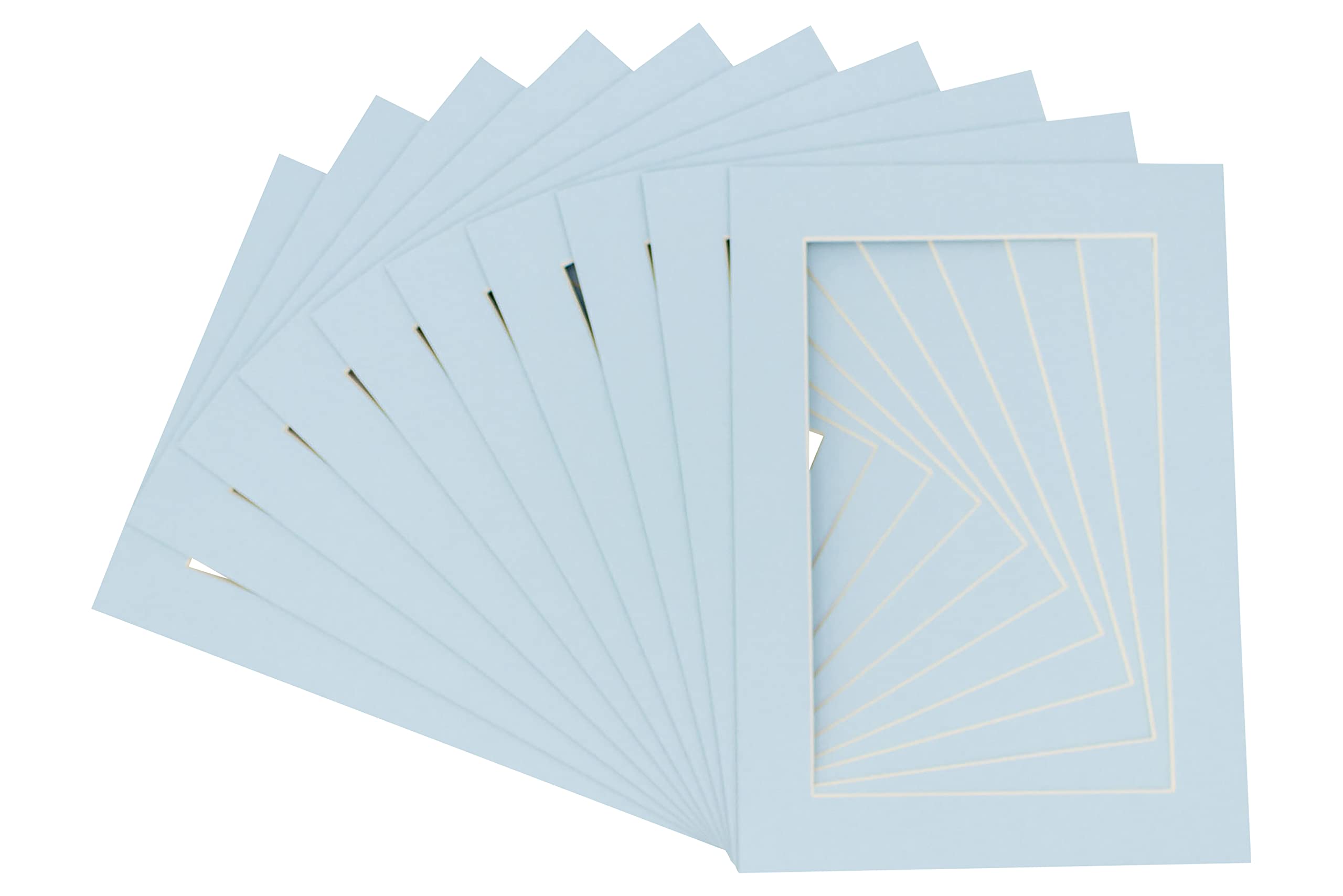 13x19 Inch Precut Baby Blue Acid-Free Picture Matboard - Bevel Cut Display Mat for 11x14 Photos & Art - Pack of 25 with Backing Boards & Clear Bags - Perfect for Framing, Scrapbooking, and Home Decor