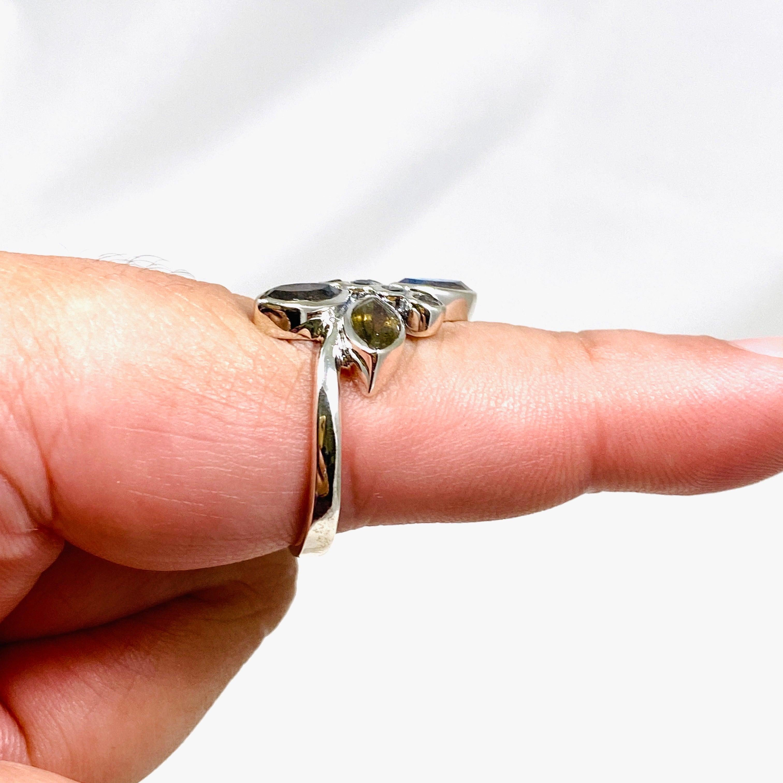 Faceted Labradorite Dragonfly Ring R3887 - Elegant Bohemian Jewelry for Women, Perfect for Parties, Weddings & Everyday Wear