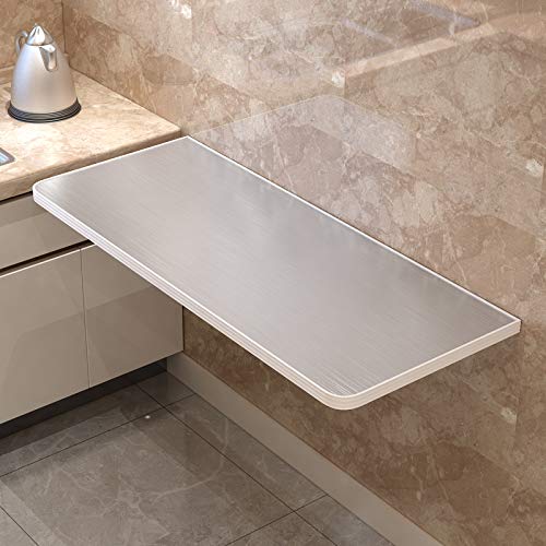 Stainless Steel Folding Wall Mounted Drop Leaf Table - Space Saving Kitchen Dining Desk with Metal Bracket, Multi-Size Options (60x30cm) - Perfect for Small Apartments, Dorms & Home Offices