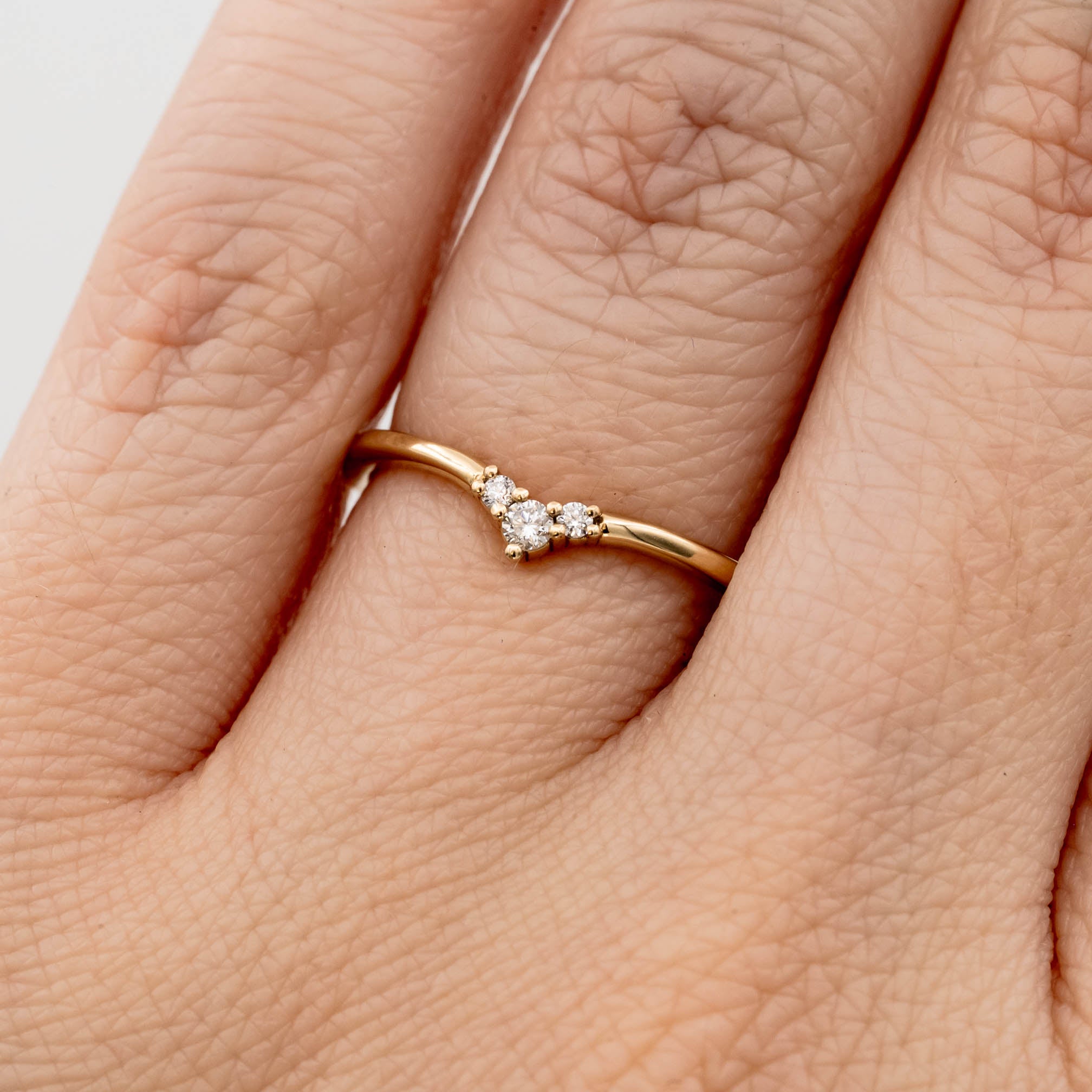 Petite Diamond Chevron Band Ring - Elegant Stackable Wedding Band for Women, Perfect for Anniversary, Engagement & Everyday Wear