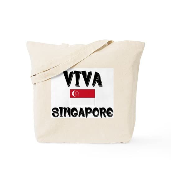 Singapore Flag Tote Bag - Natural Canvas Reusable Shopping Bag for Groceries, Beach & Travel | Eco-Friendly & Durable