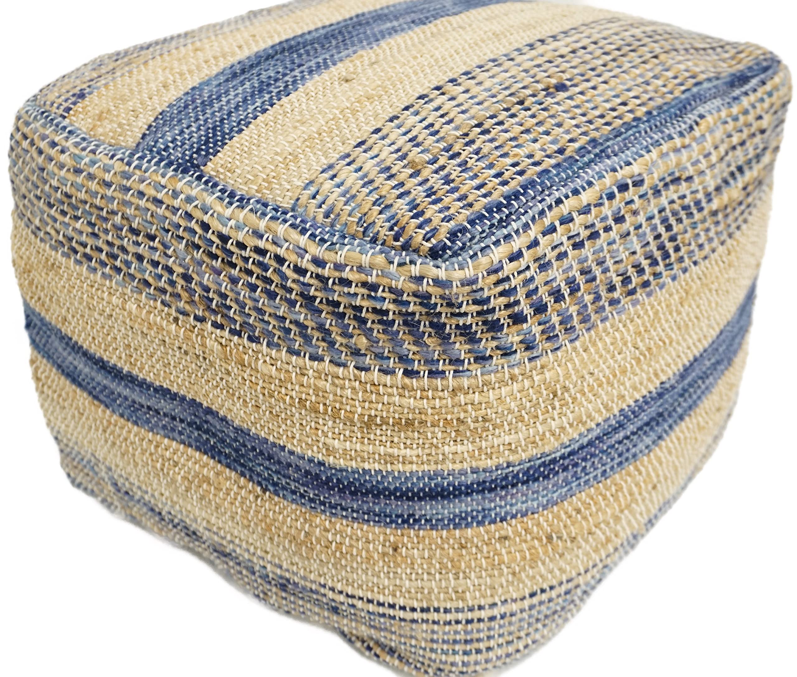 Home & Manor 18 Inch Wool Cotton Pouf Ottoman - Versatile Footrest, Seating, and Decorative Accent for Living Room, Bedroom, or Nursery
