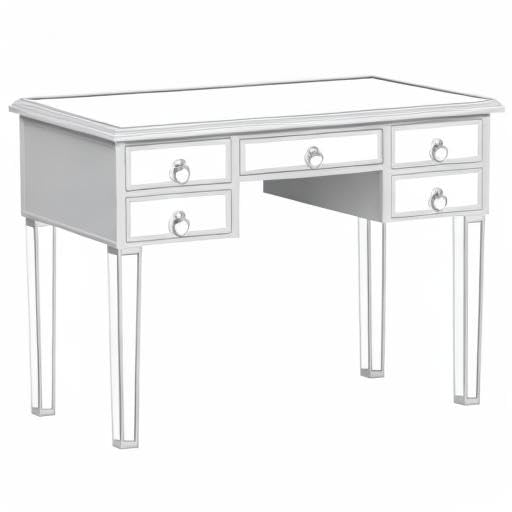 Modern Mirrored Console Table with 5 Drawers - Entryway Sofa Side Table, Vanity Dressing Desk for Bedroom & Home Office - Elegant Storage Solution for Hallway, Living Room & Makeup Area