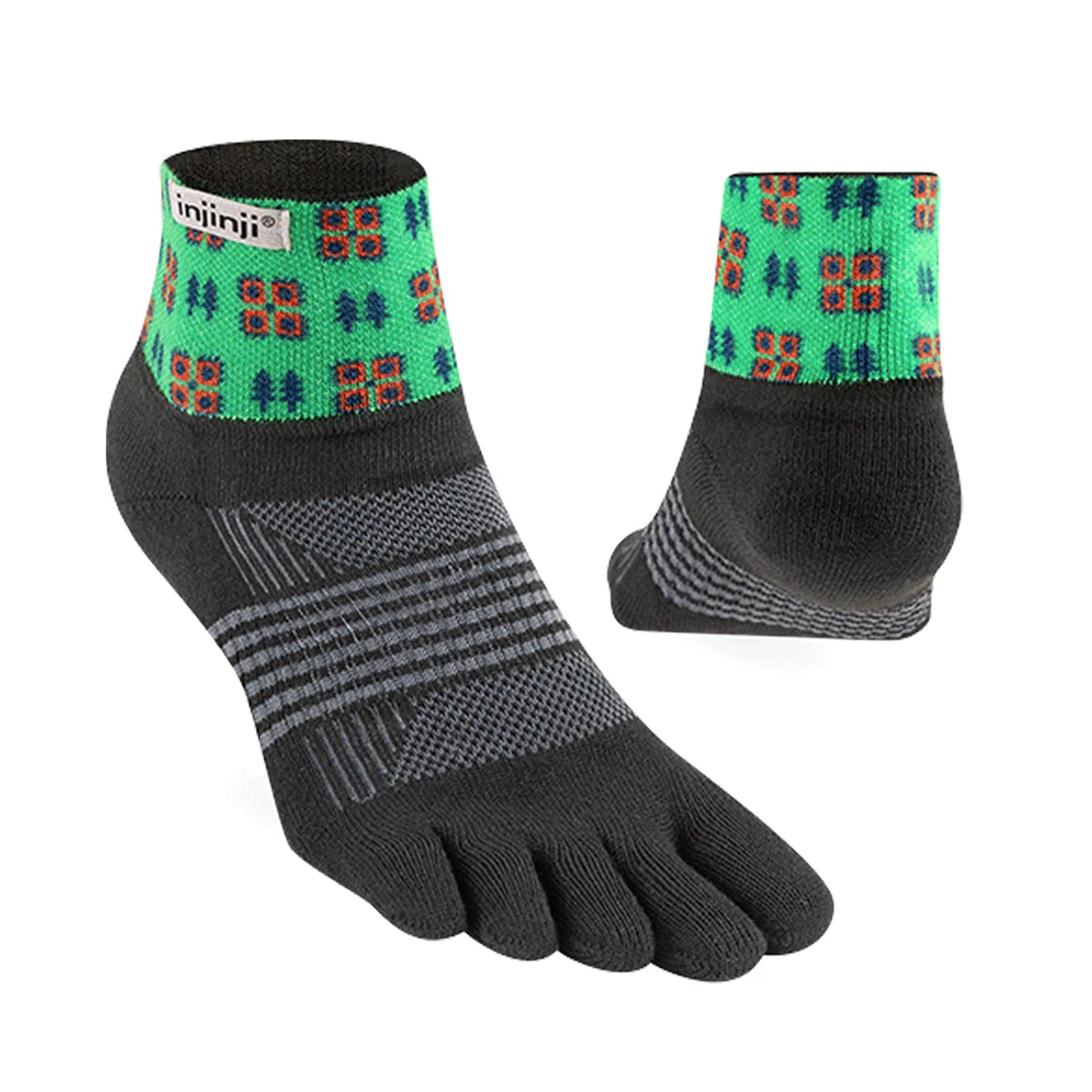 Injinji Trail Artist Designed Mini Crew Socks for Women - Breathable Toe Socks for Hiking, Running & Outdoor Activities