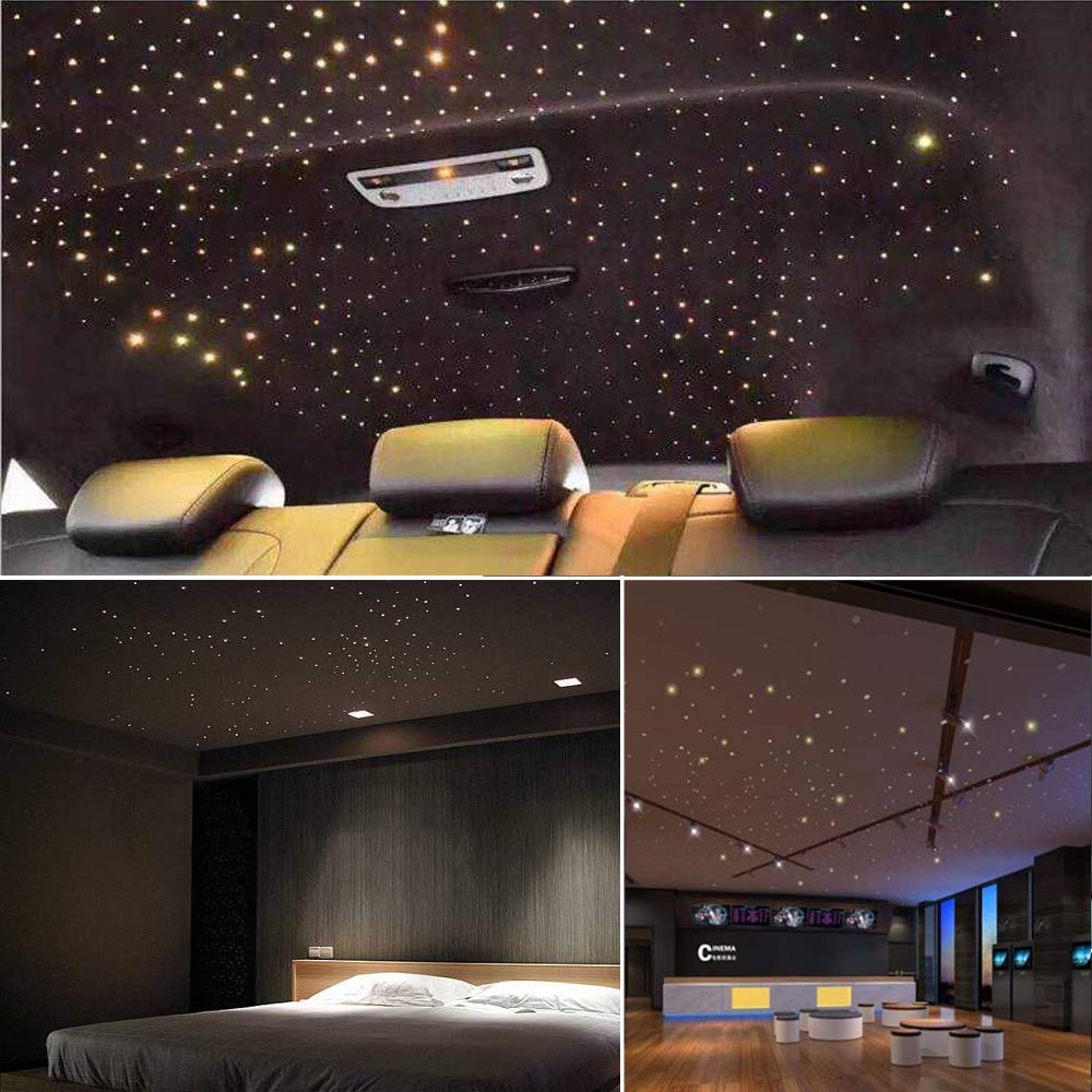 AKEPO 10W RGBW Fiber Optic Star Ceiling Light Kit with Music Sync & Twinkle Effect - 450 Strands 0.75mm Optical Cable, 3m Length + 28-Key RF Remote Control for Bedroom, Home Theater & Car Interior Decoration