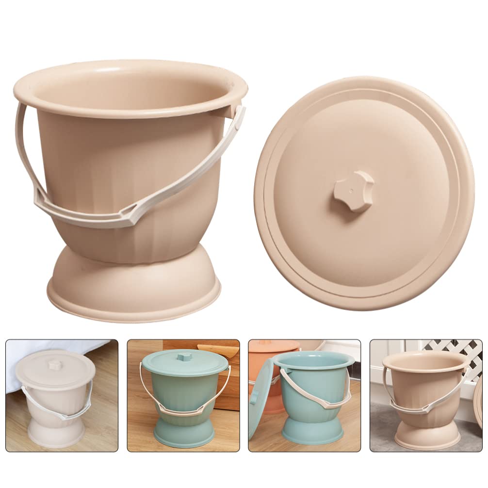 Operitacx Portable Bedside Urinal - Plastic Spittoon & Night Chamber Pot for Men, Women & Kids - Travel, Camping & Home Use - Adult & Baby Potty Toilet Stool with Cushion Seat