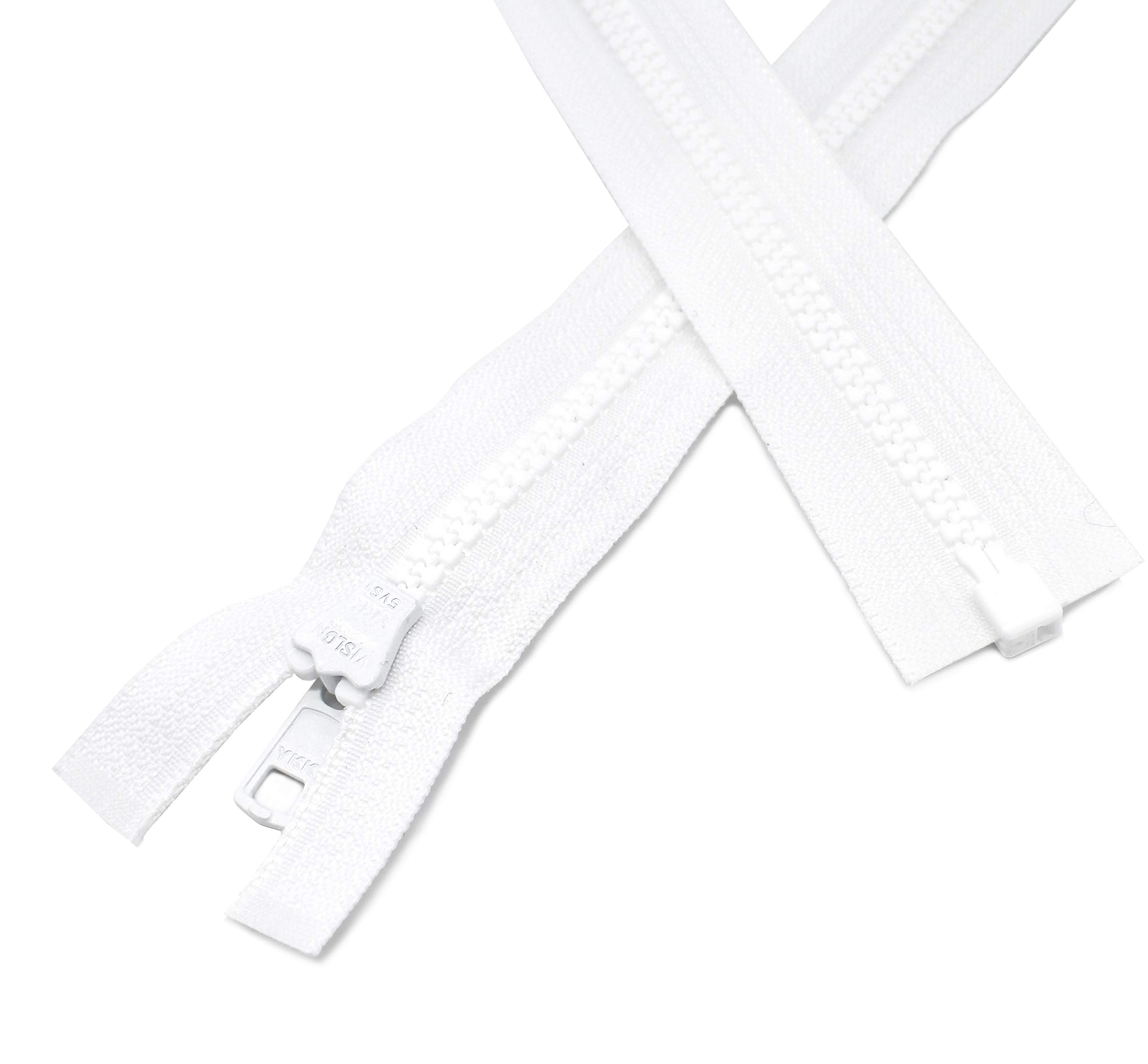 YKK #5 Medium Weight Molded Plastic Teeth Separating Zipper for Ski Jackets & Sportswear - White (14 Inches) - Perfect for Winter Outerwear, Snow Pants & Active Gear
