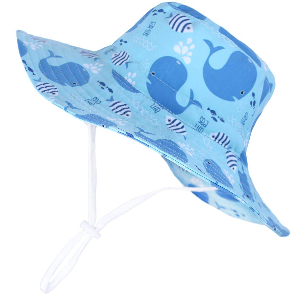 Adjustable Baby Sun Hat for Toddlers - UPF 50+ Outdoor Swim & Beach Hat with Chin Strap, Summer Sun Protection Set with Gloves - Sky Blue | Perfect for Pool, Beach & Outdoor Play