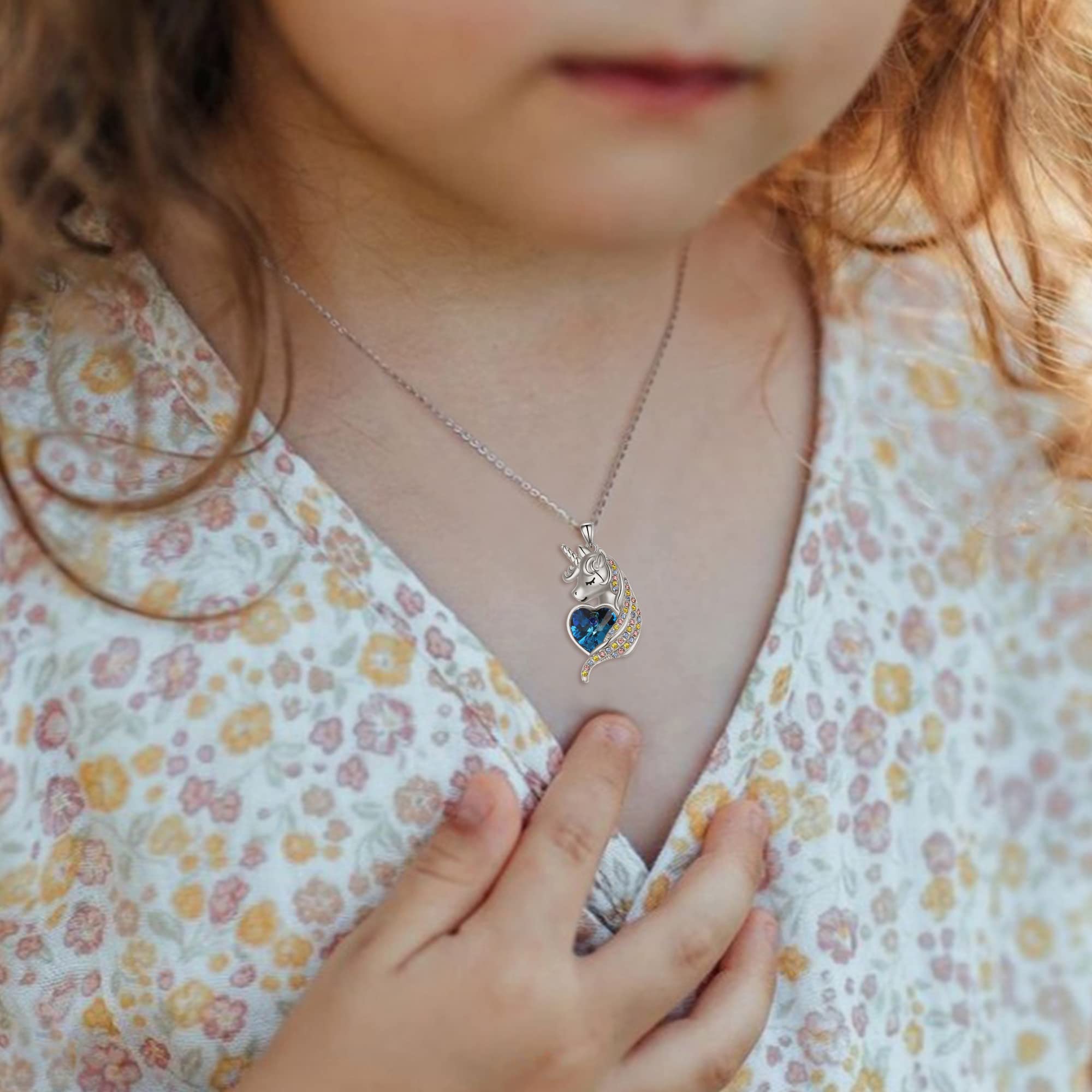 Flyonce Heart Crystal Unicorn Necklace for Women - Elegant Valentines Day Gift, Birthday Jewelry for Daughter & Granddaughter | Perfect for Romantic Dates, Special Occasions & Everyday Wear