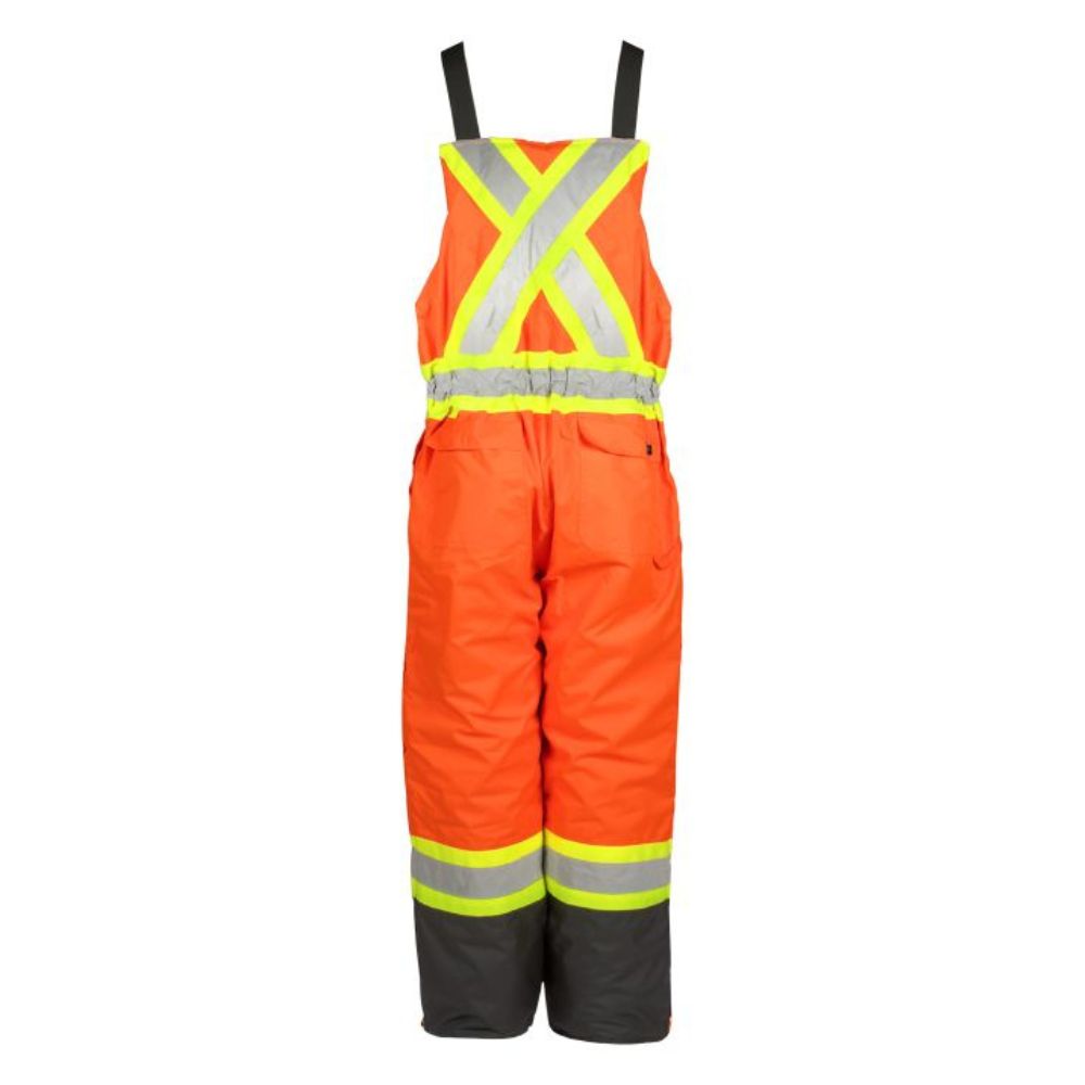 Terra Hi-Vis Men's Insulated Bib Work Overalls 116507 - Orange Reflective Safety Coveralls for Construction & Winter Outdoor Work
