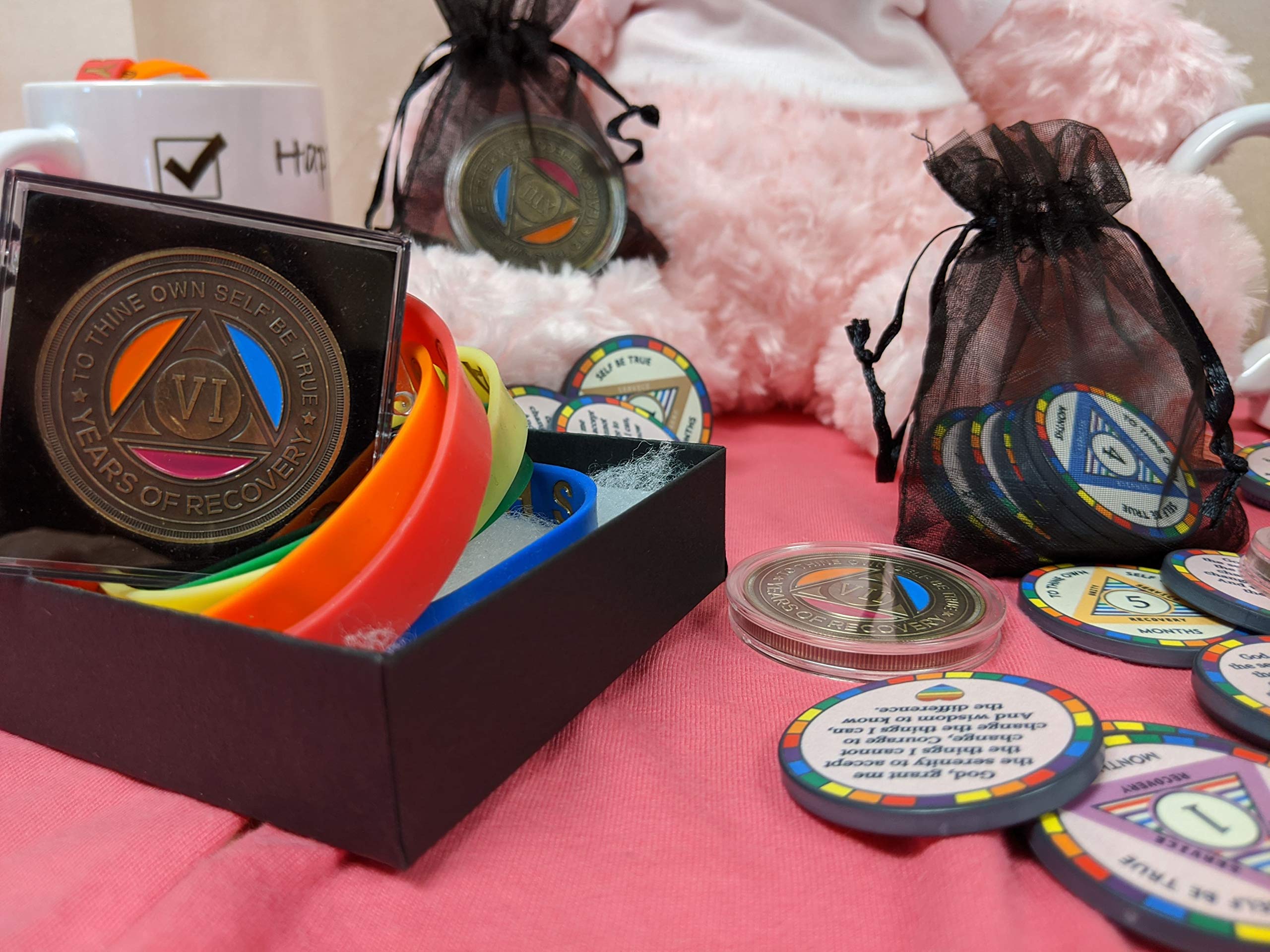 MYRECOVERYSTORE WY5 Rainbow AA Monthly Sobriety Chip (1-11 Months) - 5 Month Anniversary Token for Alcoholics Anonymous Recovery - Perfect for AA Meetings, Sobriety Milestones & Support Group Gifts