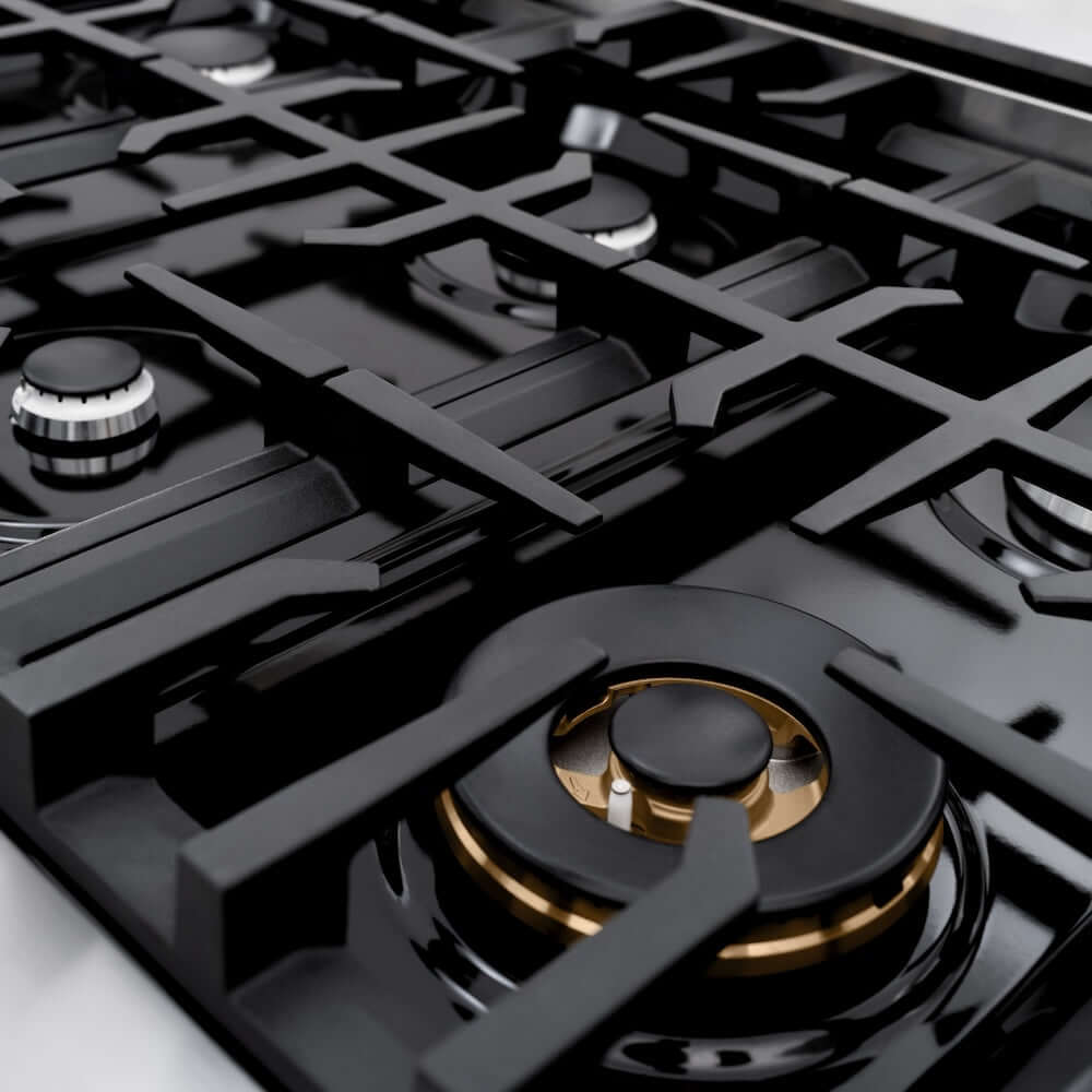 ZLINE 36 Inch 5.2 Cu. Ft. Professional Gas Range with 6 Burner Cooktop & Convection Oven - Stainless Steel with Black Matte Door (HGR BLM 36) - Perfect for Home Chefs & Modern Kitchens