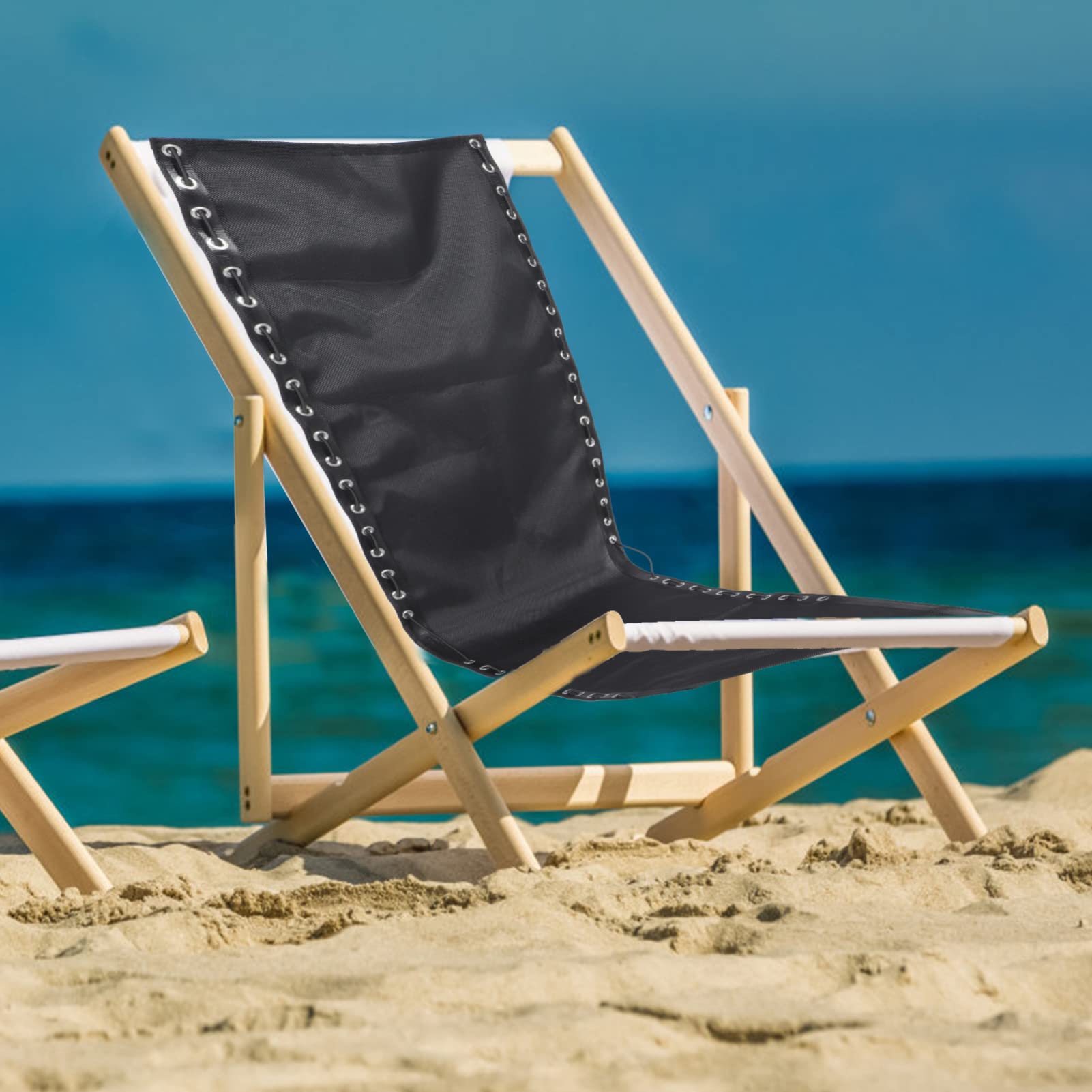 Cabilock Beach Chair Replacement Fabric - Heavy Duty Black Outdoor Chair Cover for Lounge, Recliner & Folding Chairs | Durable Outdoor Accessories for Patio, Poolside, Camping & Beach Relaxation
