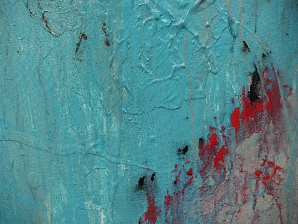 Abstract Aqua Red Wall Art - Modern Canvas Painting for Home & Office Decor - Perfect for Living Room, Bedroom, or Workspace