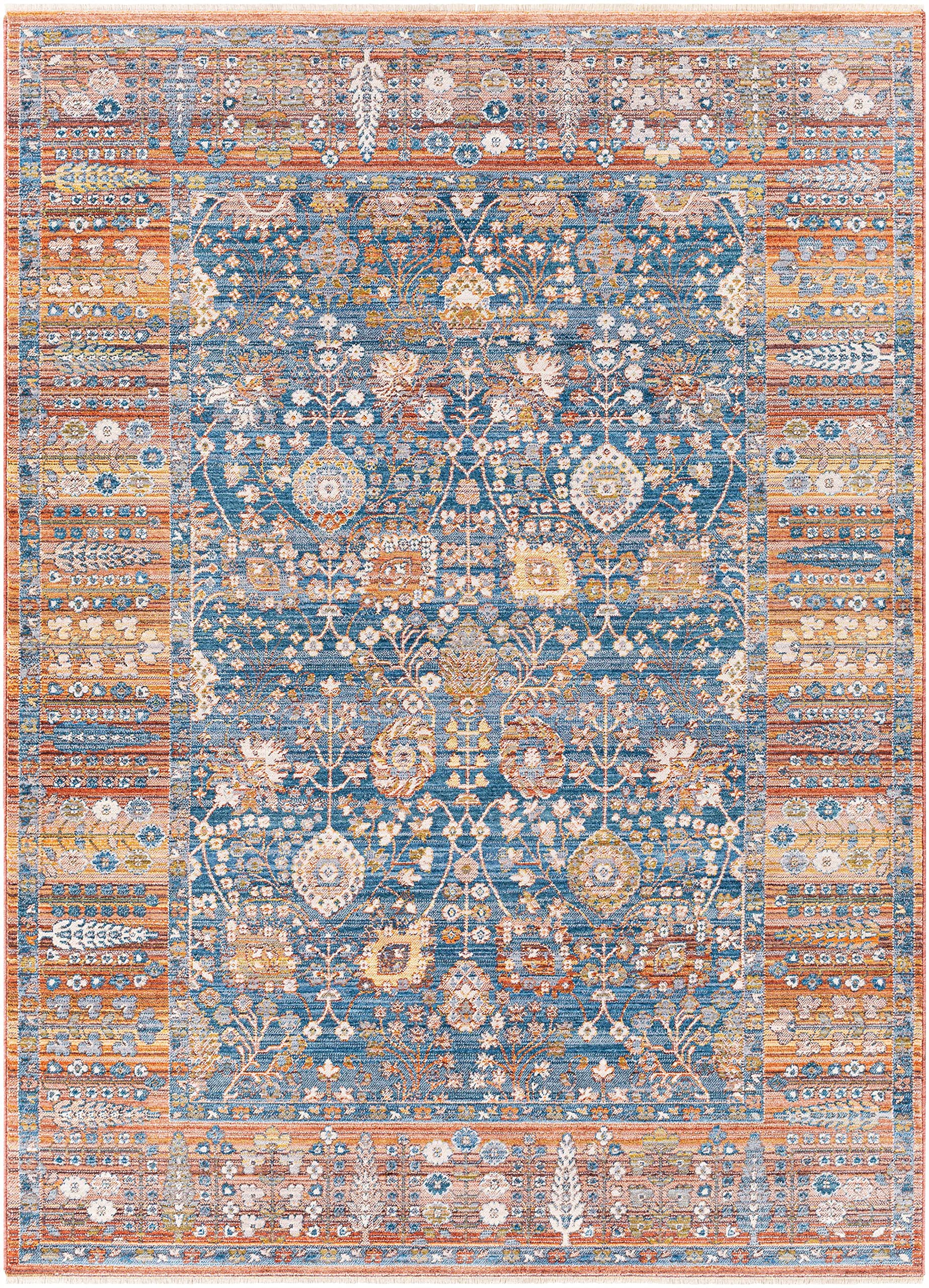 Premium Hauteloom Devrekani Traditional Area Rug - Navy, Denim, Rust - 8'10