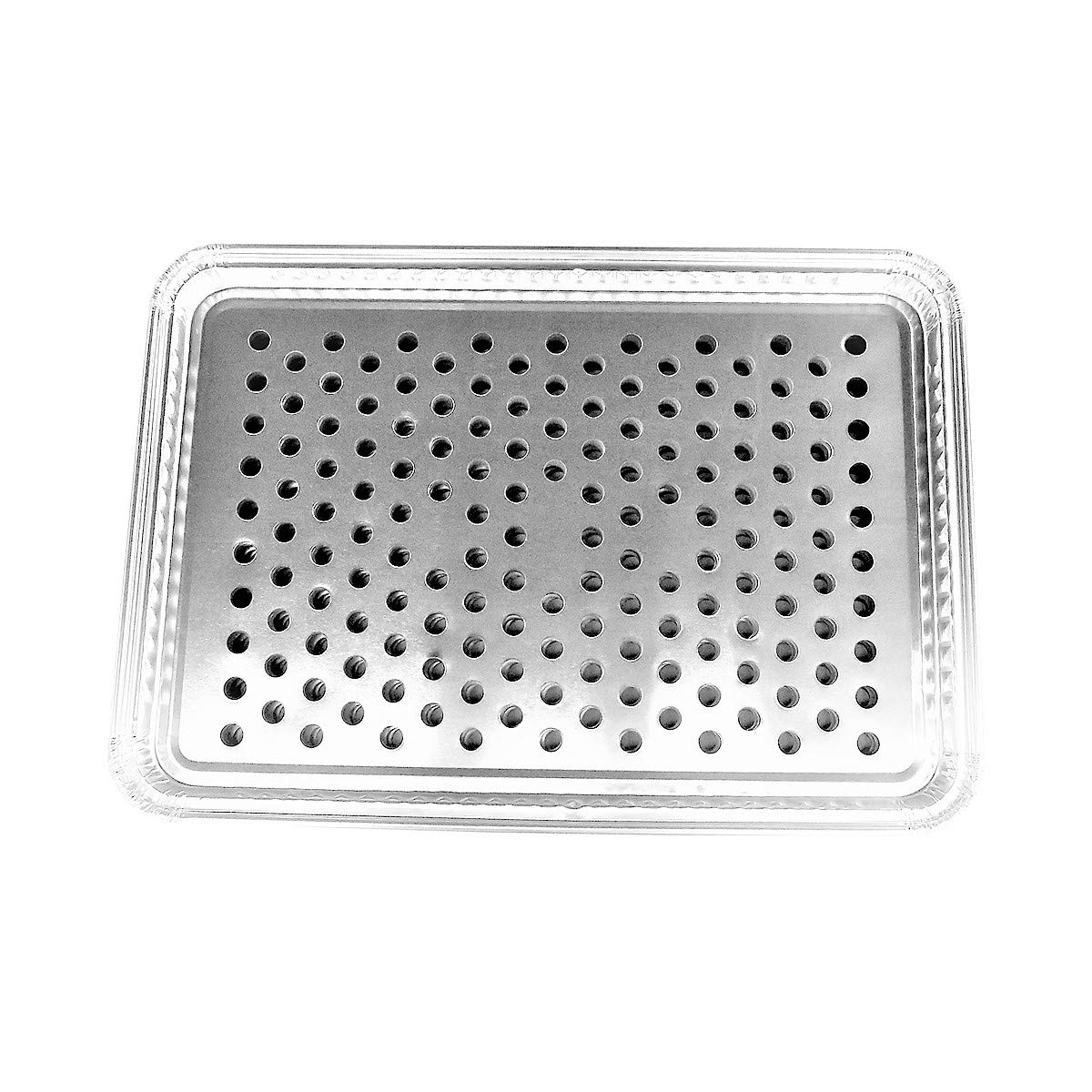 KitchenDance Disposable Aluminum Grill Topper - 16 x 11 Inch Perforated BBQ Grill Liner for Vegetables, Meat & Kabobs - 100 Count (Pack of 7200) - Perfect for Outdoor Cooking, Camping & Backyard BBQs
