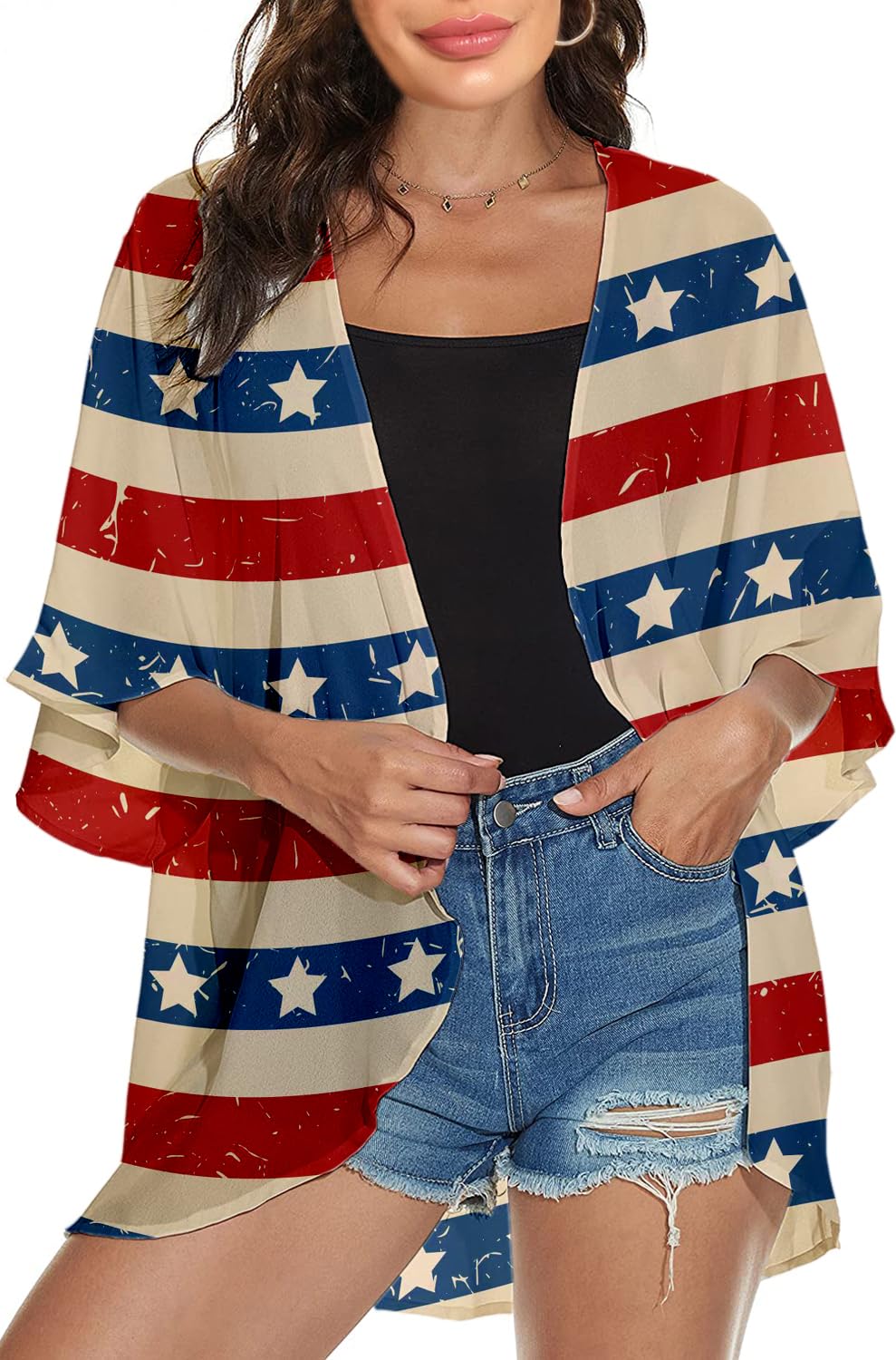 Lightweight Women's Beach Kimono Cardigan - Summer Holiday Cover Up, Casual Boho Tops for Beach, Pool, Vacation & Outdoor Wear