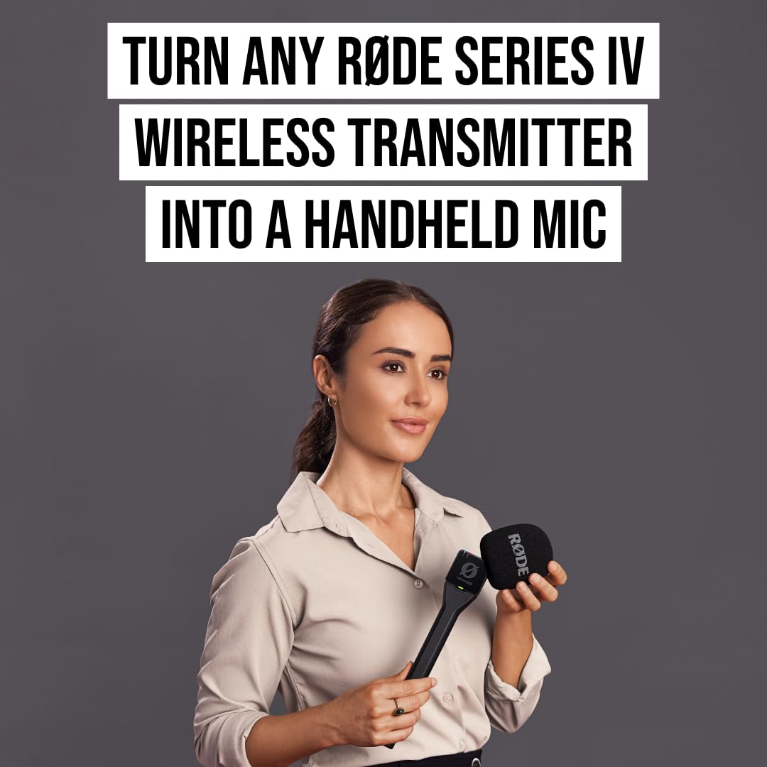 RØDE Interview GO Handheld Adaptor for Wireless Microphones (Black) - Professional Podcasting & Broadcast Recording Accessory