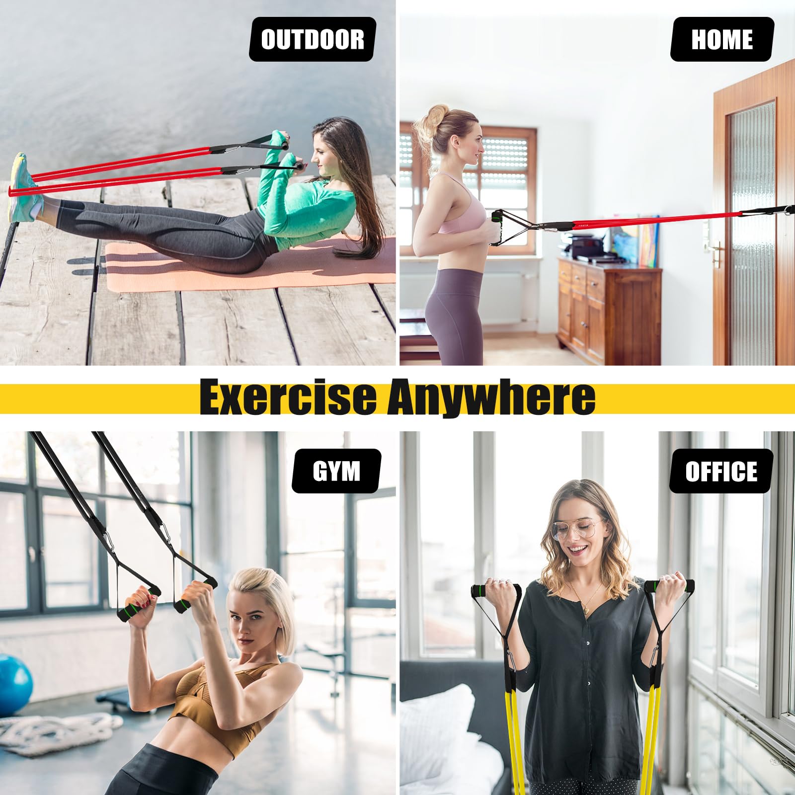 Premium Natural Latex Resistance Bands Set with Door Anchor & Handles - Heavy Duty Fitness Elastic Bands for Home Workouts, Strength Training, Yoga, and Physical Therapy