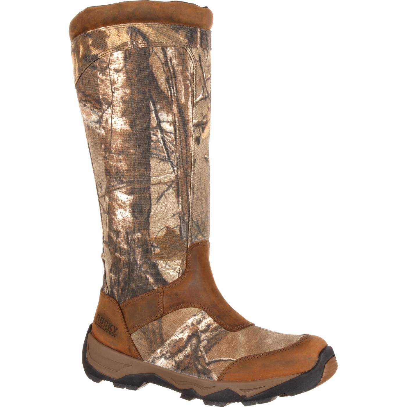 ROCKY Men's Waterproof Snake Boots with Side Zip - Retractable Design for Hunting, Hiking & Outdoor Adventures