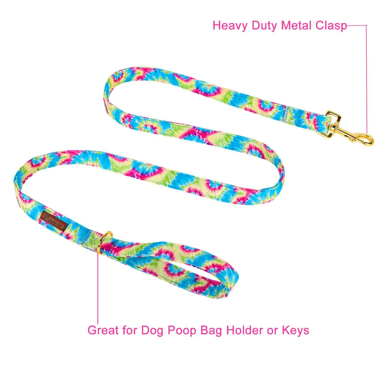 Durable Cotton Dog Leash & Collar Set with Tie-Dye Pattern for Small, Medium & Large Dogs - Perfect for Walking, Training & Outdoor Adventures
