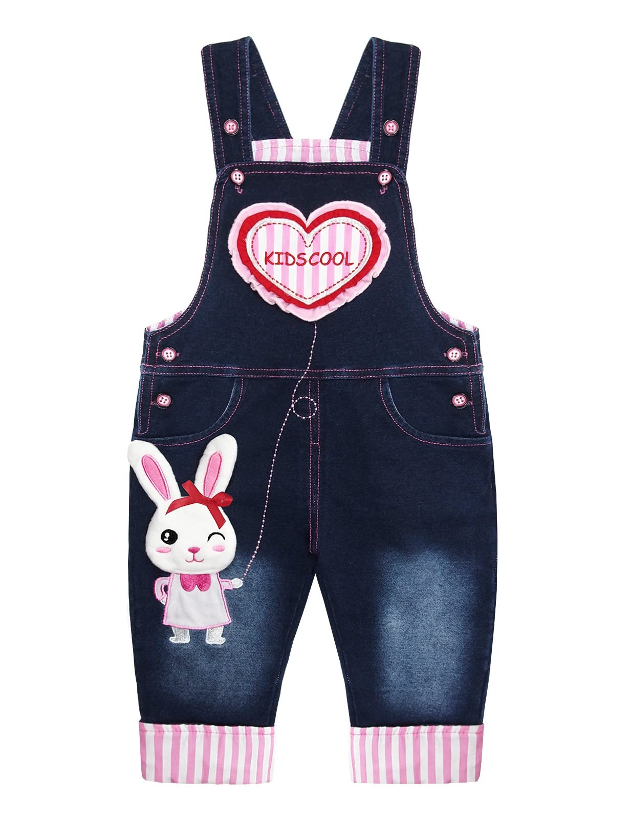 KIDSCOOL SPACE Baby Cotton 3D Cartoon Soft Knitted Denim Overalls - Comfortable & Stylish Outfit for Infants & Toddlers - Perfect for Playtime, Photo Shoots & Daily Wear