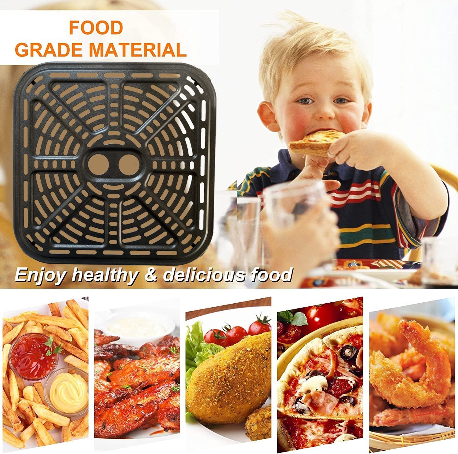 Premium Nonstick Air Fryer Crisper Tray & Grill Pan for COSORI 6.8 Quart Air Fryer - 9 Inch Square Rack with Grate Grid - Perfect for Healthy Frying, Grilling, and Roasting Chicken, Vegetables, and Snacks