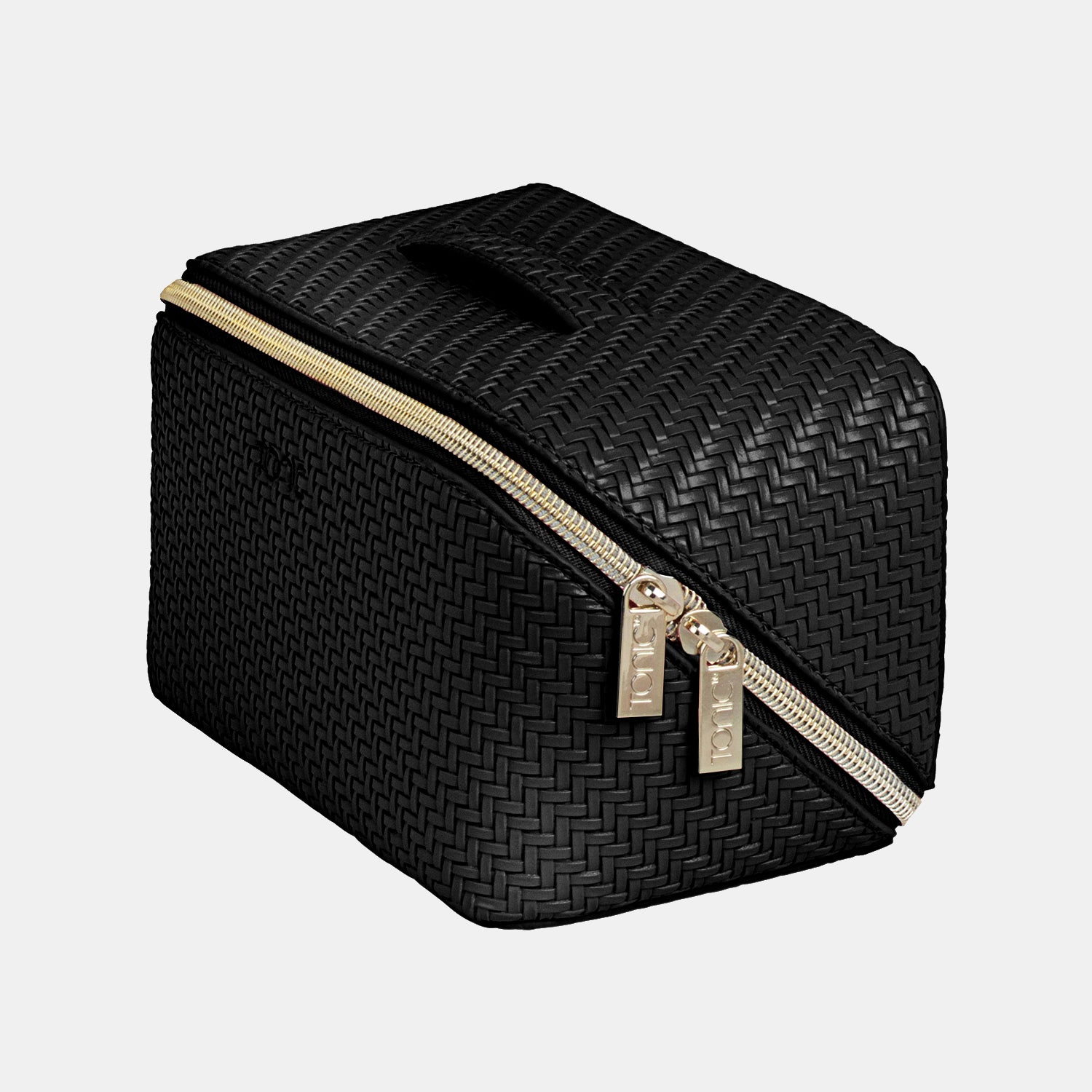 Medium Herringbone Licorice Beauty Bag - Travel Cosmetic Organizer for Women, Makeup Pouch with Zipper Closure, Perfect for Gym, Vacation & Daily Essentials Storage