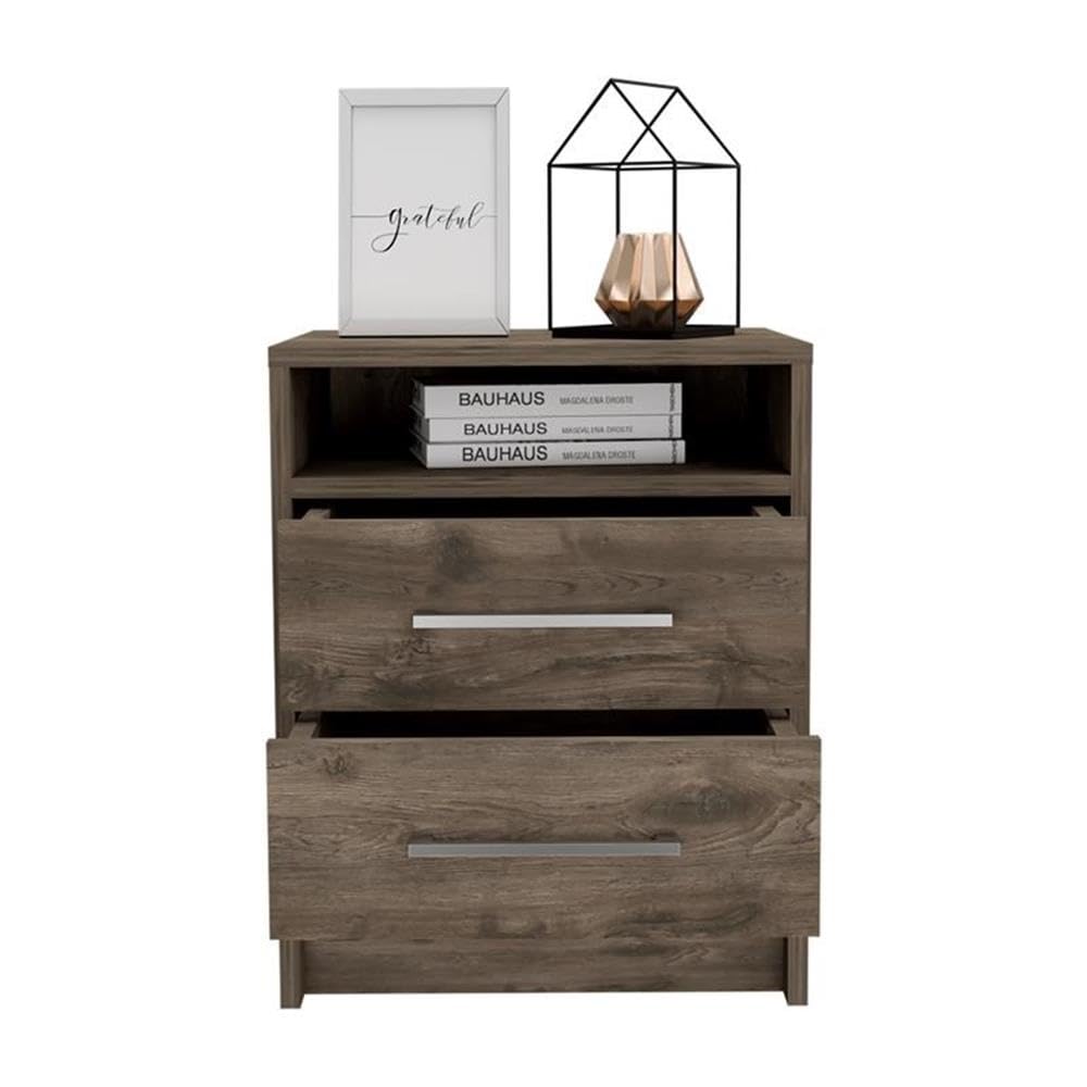 TUHOME Eter Nightstand - Modern Brown Engineered Wood Bedside Table with Drawer | Perfect for Bedroom, Guest Room & Small Space Furniture