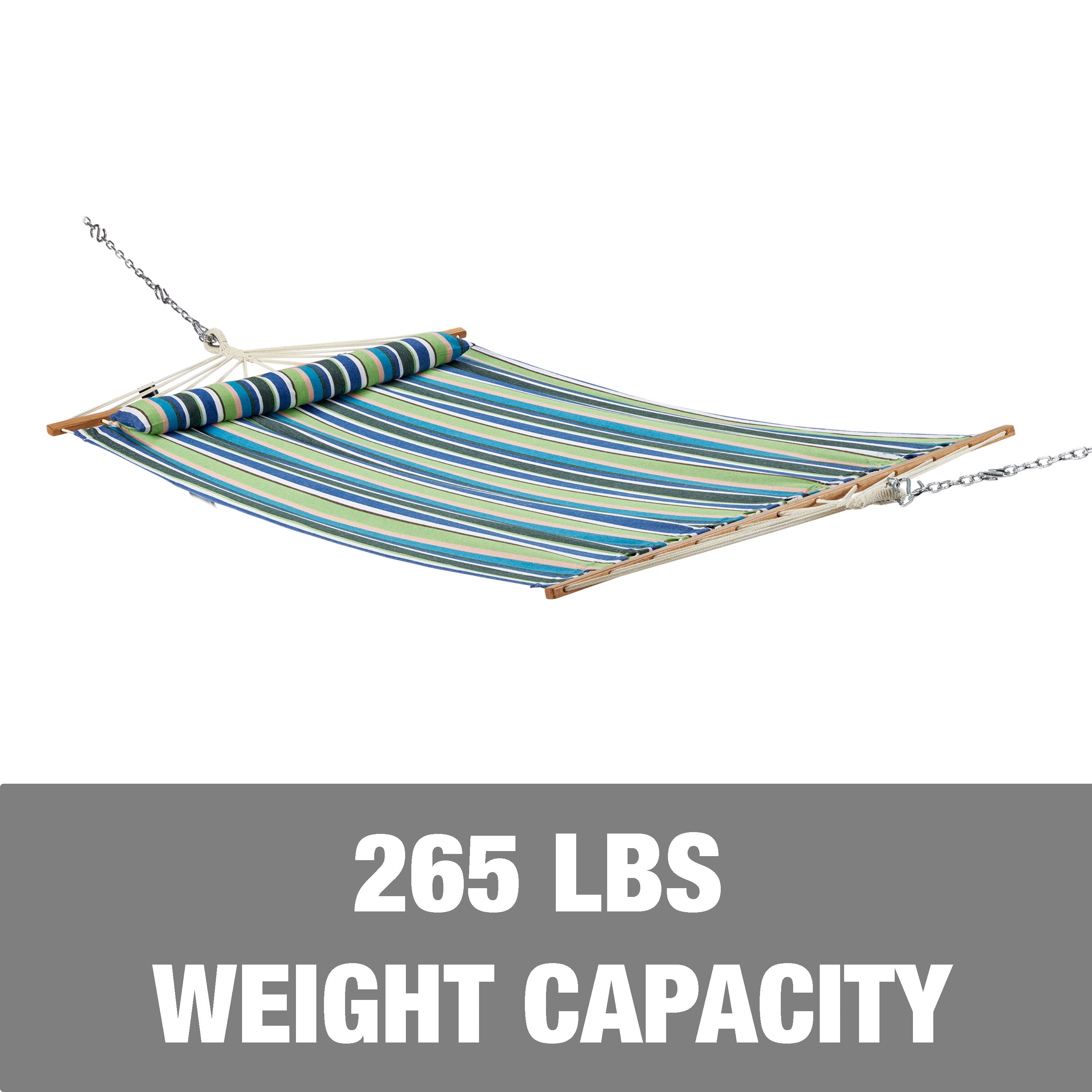 Bliss Hammocks BH 404G Caribbean Hammock with Pillow & Hanging Hardware - 48 Inch Wide, 265 LB Weight Capacity (Candy Stripe) - Perfect for Backyard, Beach, Camping & Outdoor Relaxation