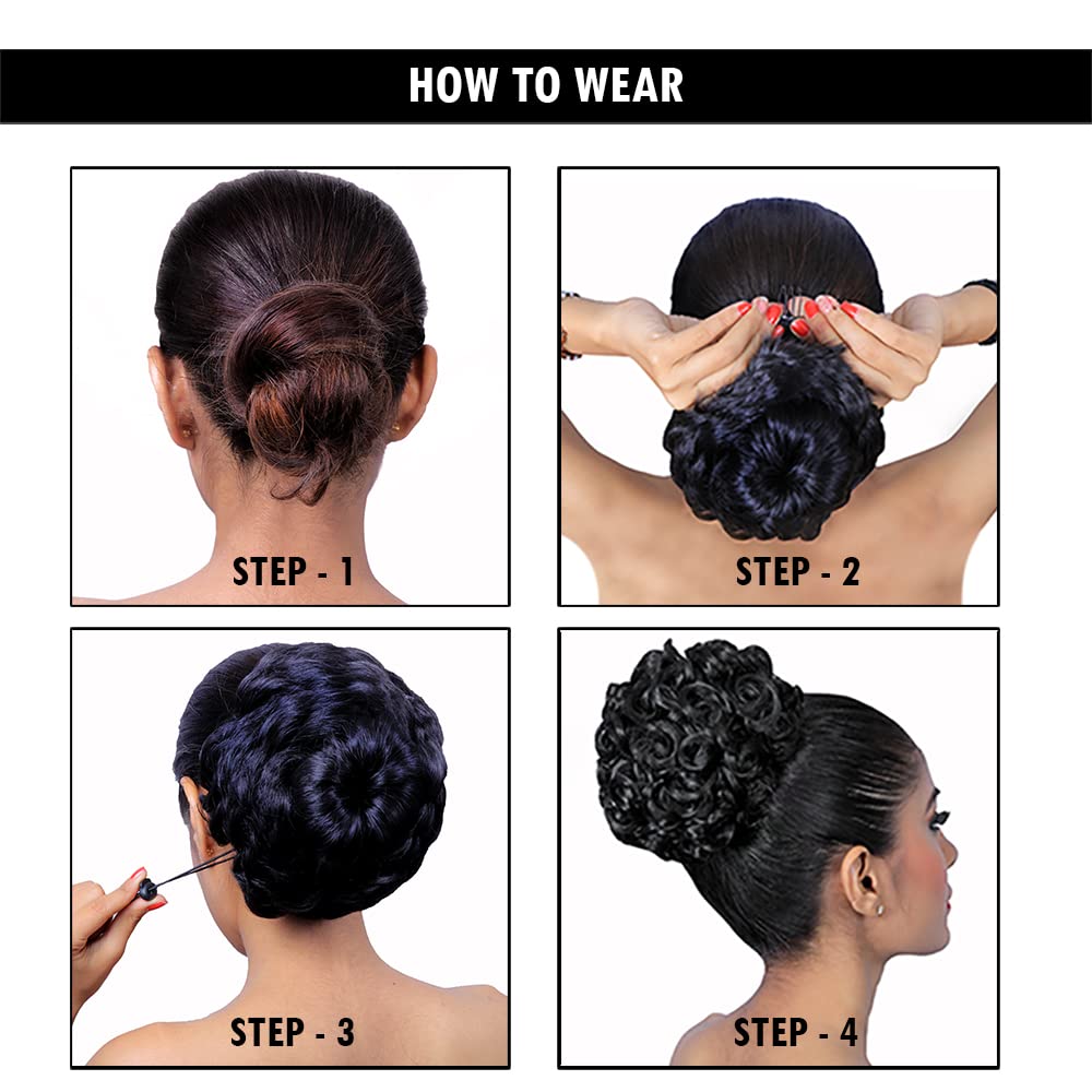 KIS Hair Bun Extensions for Women - Artificial Hair Buns, Messy Bun Scrunchies & Rubber Bands (MD-3 NB) | Perfect for Updos, Ponytails & Everyday Hairstyles