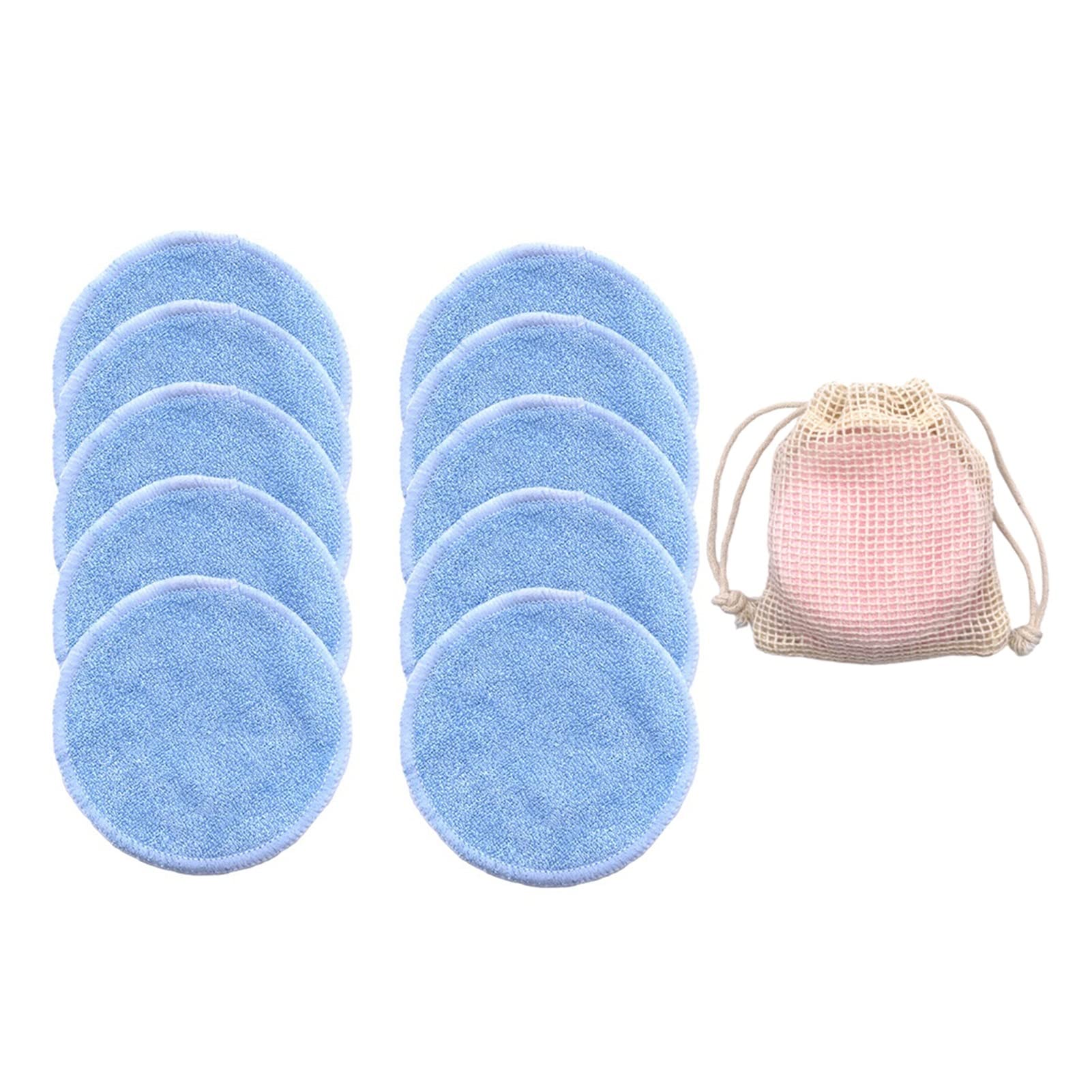 **10Pcs Reusable Makeup Remover Pads - Washable Fiber Facial Rounds for Gentle Skin Cleaning & Makeup Removal (Blue) | Eco-Friendly & Soft for Daily Beauty Routine**